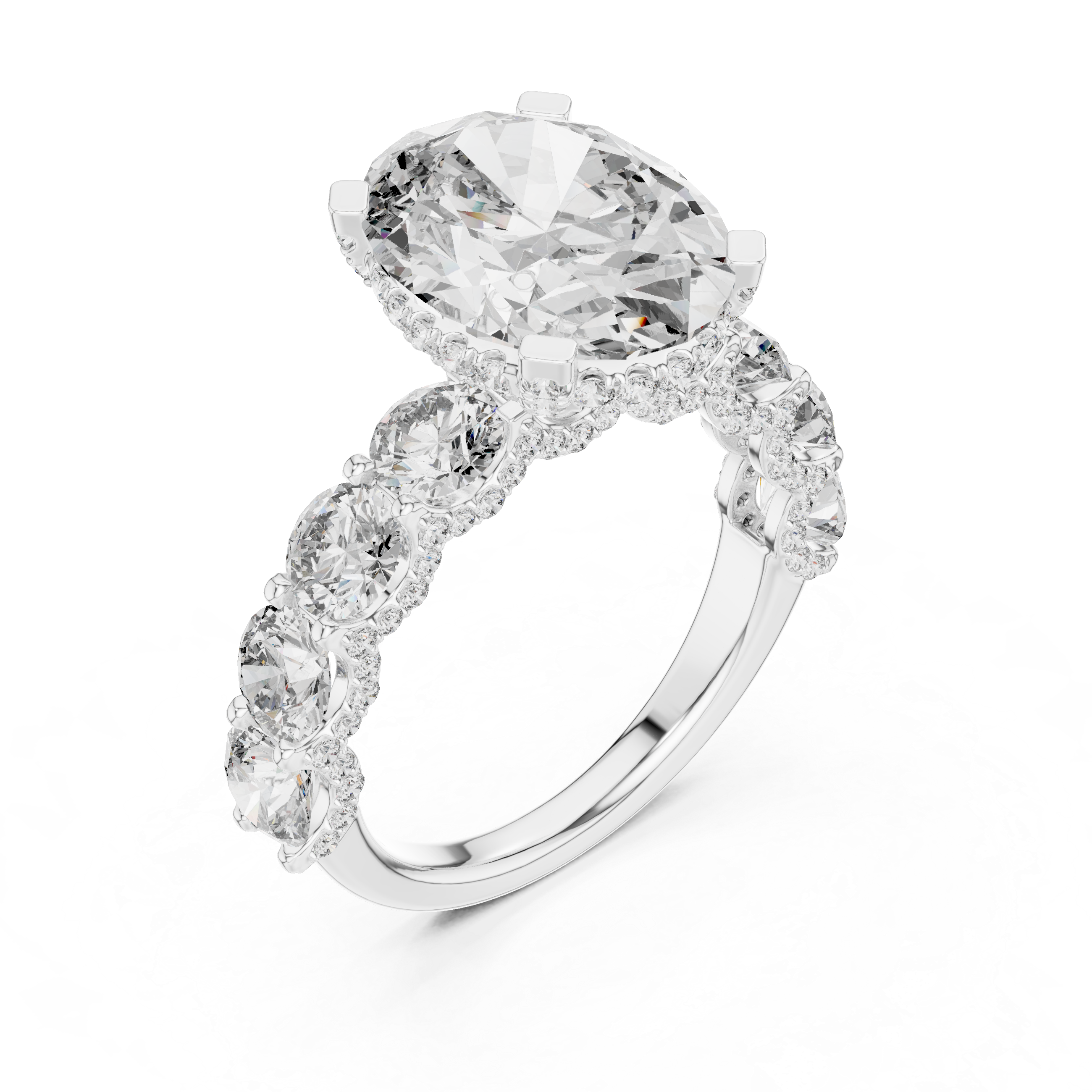 The Vouvray Ring - Oval Cut Statement Ring with Diamond Encrusted Gallery