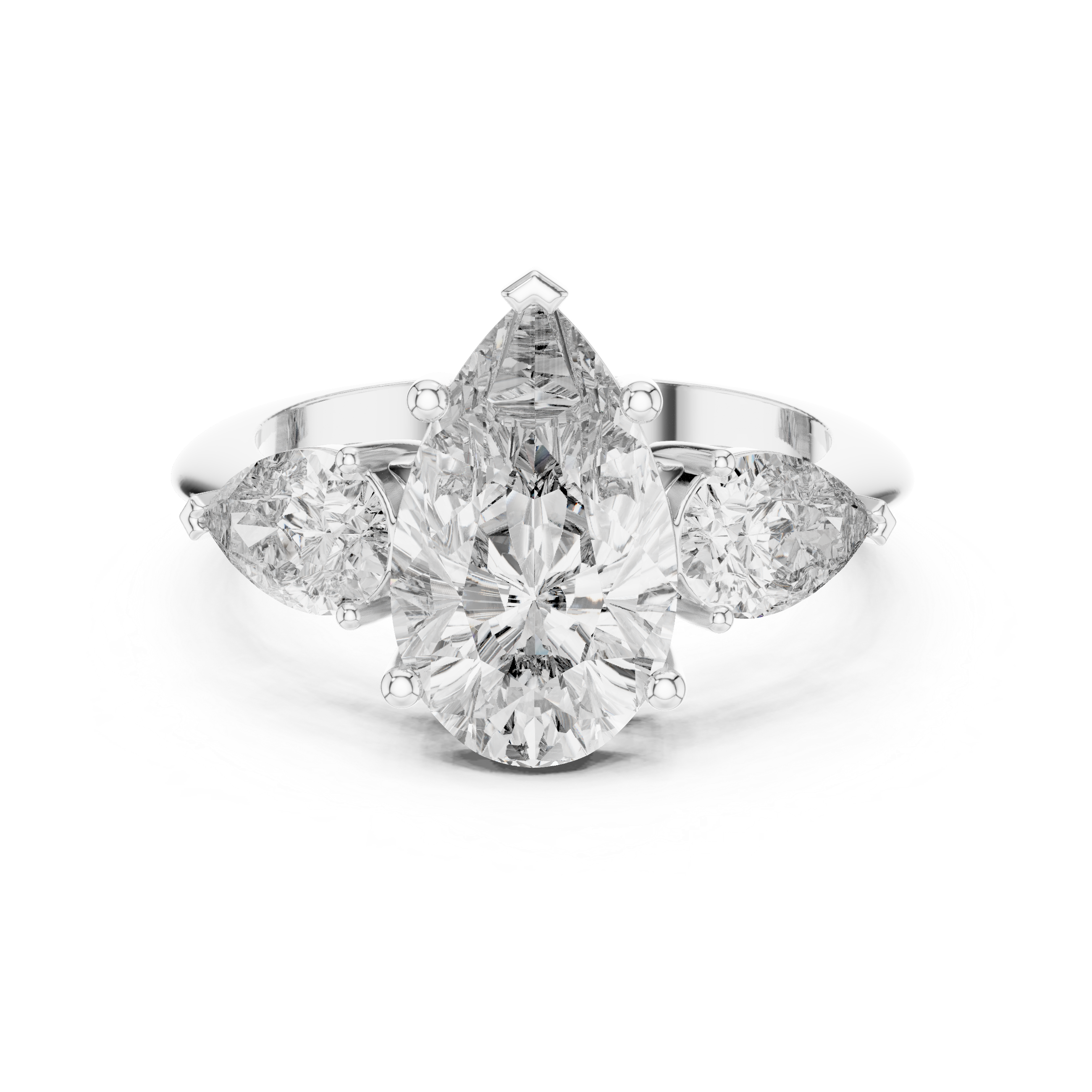 The Windsor Ring - 4 Carat Pear Cut Diamond Trilogy Ring