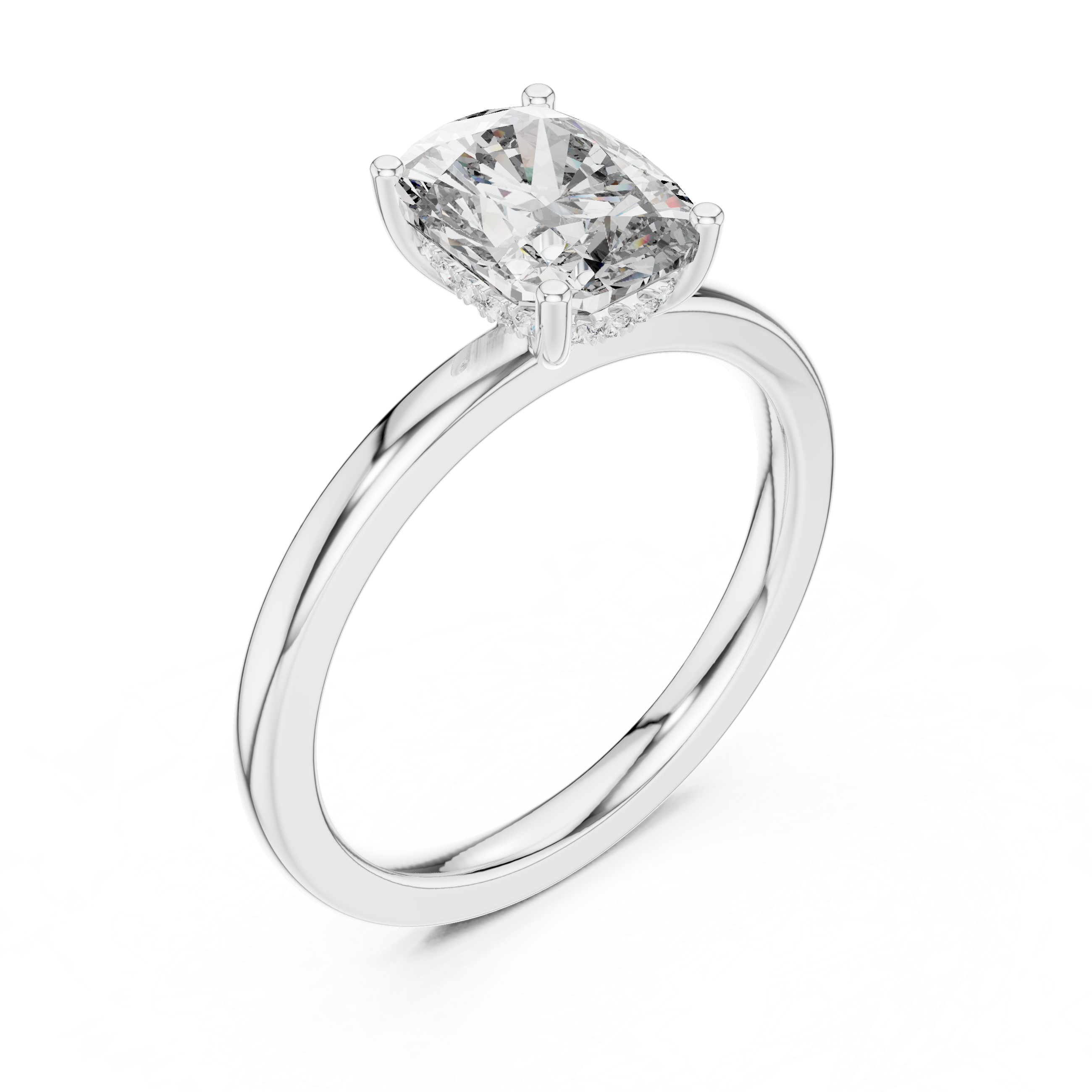 The Weybridge Ring - Radiant Cut Solitaire with Hidden Diamond Collar