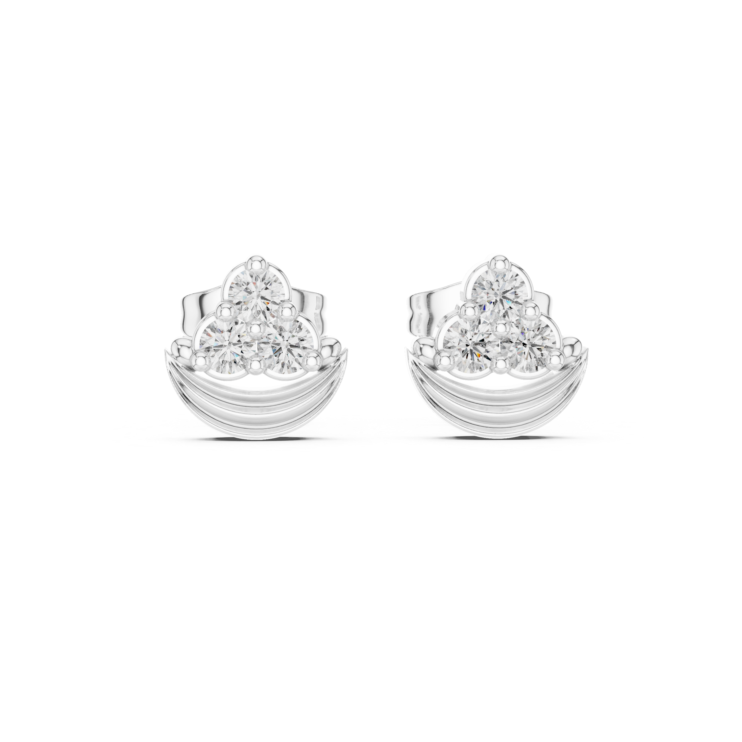 The Meudon Earrings - Crescent Diamond Cluster Studs