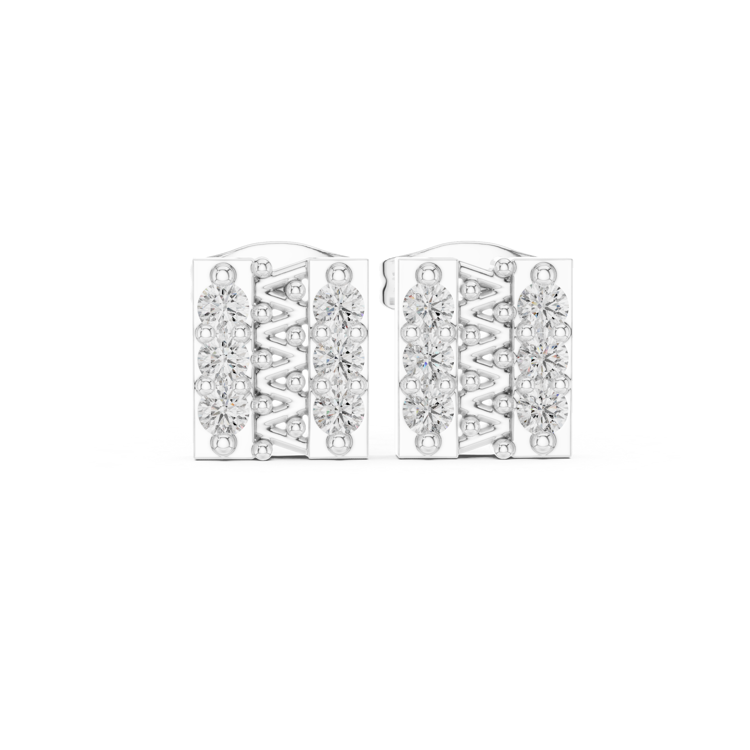 The Bièvres Earrings - Linear Pavé Diamond Bar Studs