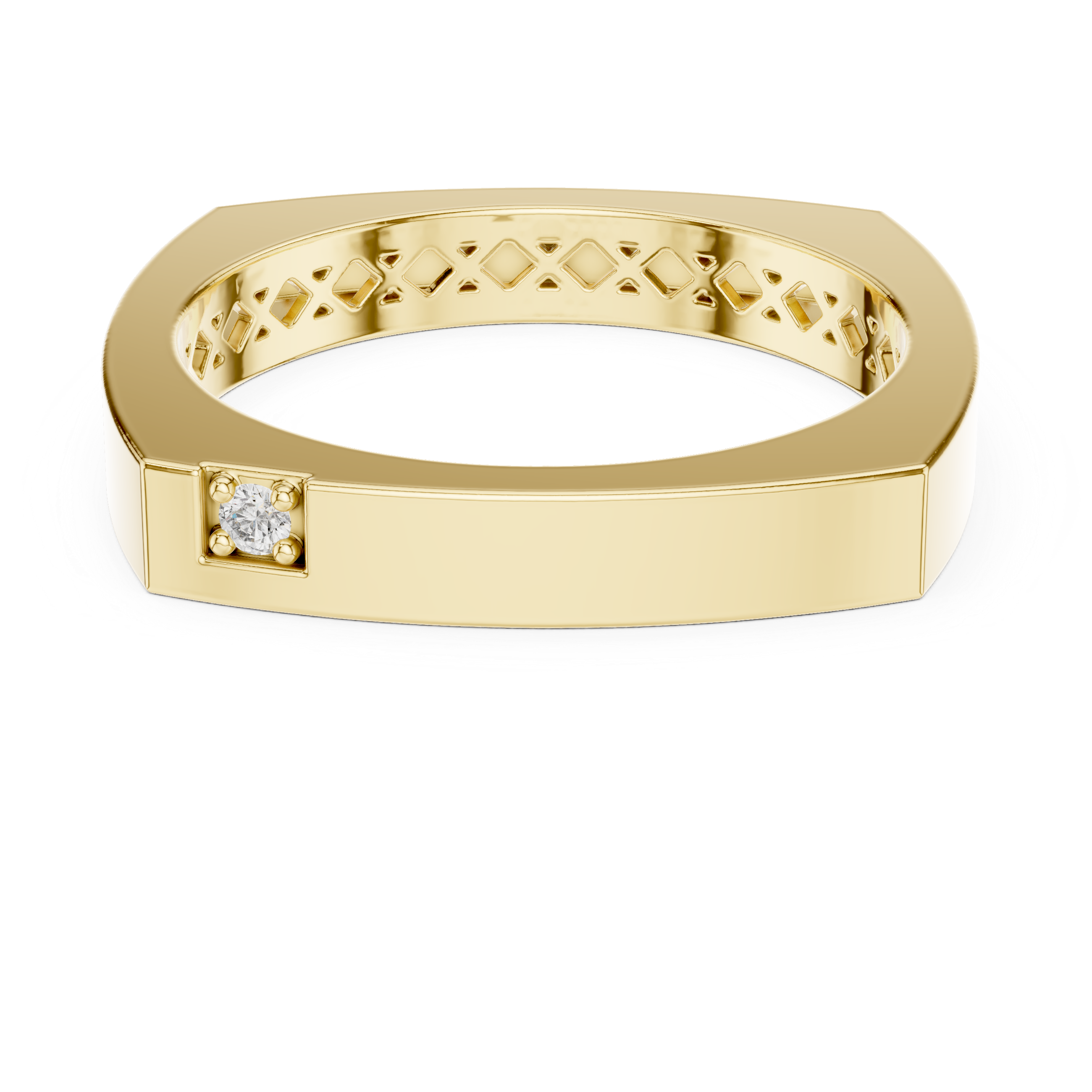 The Cernobbio Ring - Soft Square Band with Diamond Accent