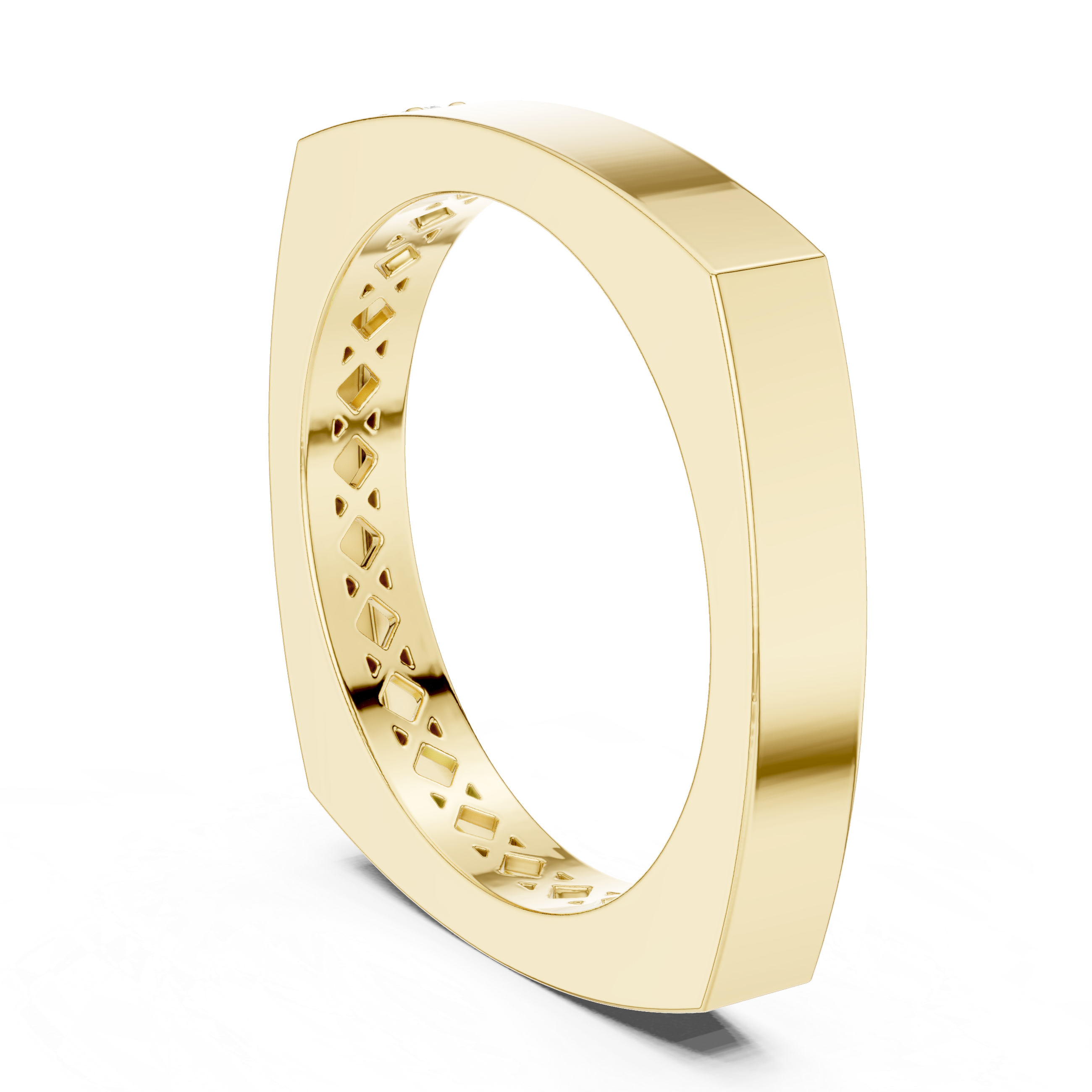 The Cernobbio Ring - Soft Square Band with Diamond Accent