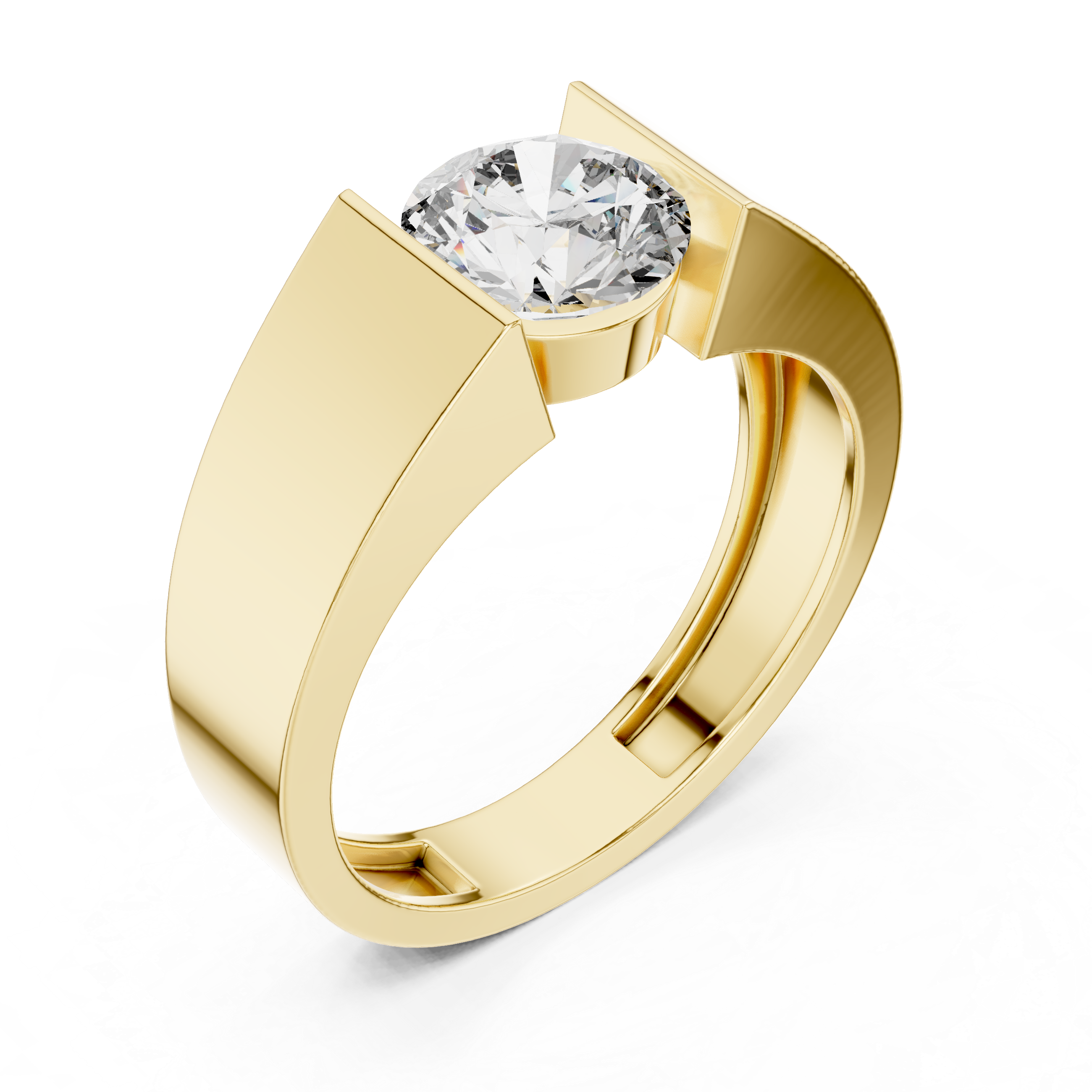 The Monza Ring - Architectural Tension-Style Solitaire Ring
