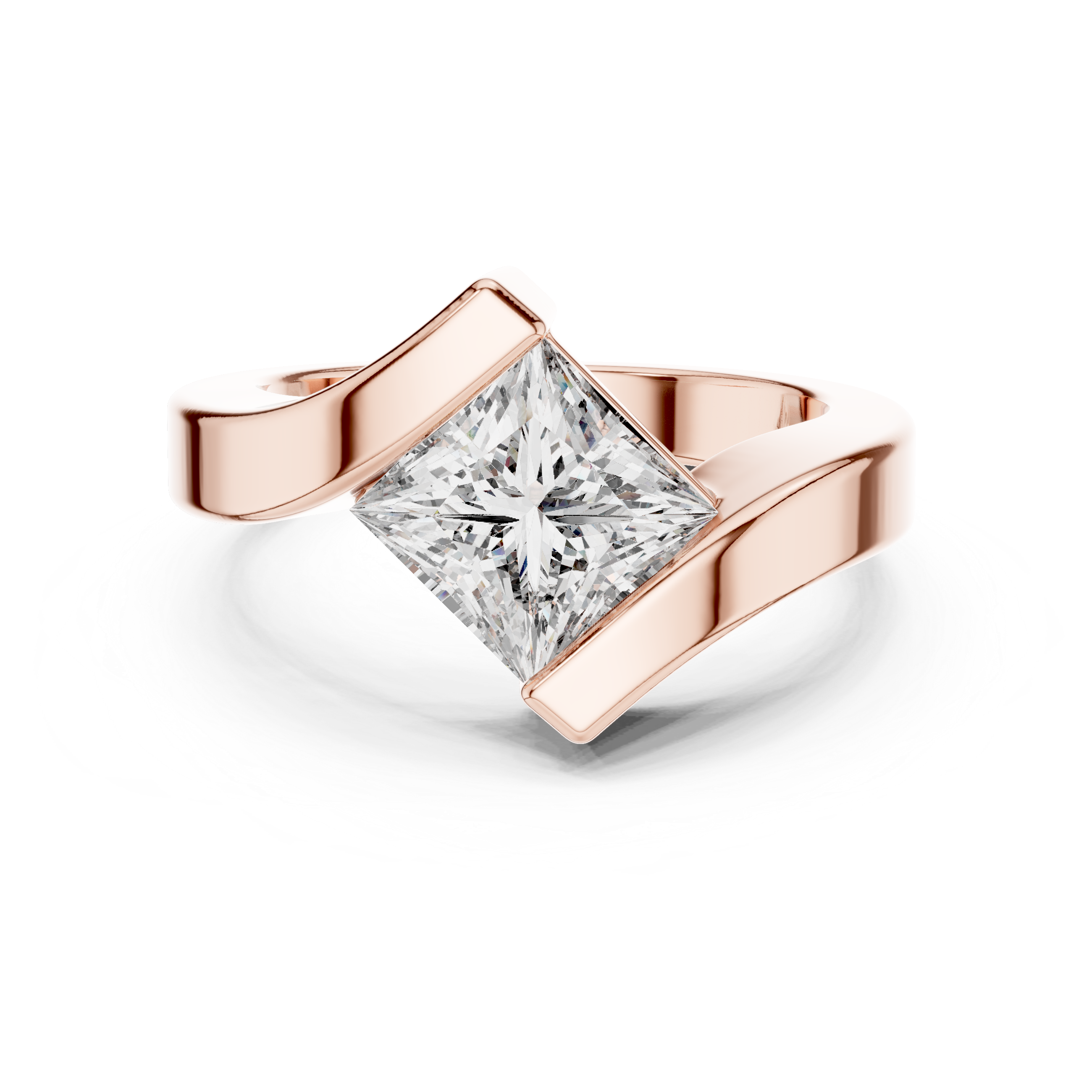 The Bergamo Ring - Modern Bypass Princess Cut Solitaire