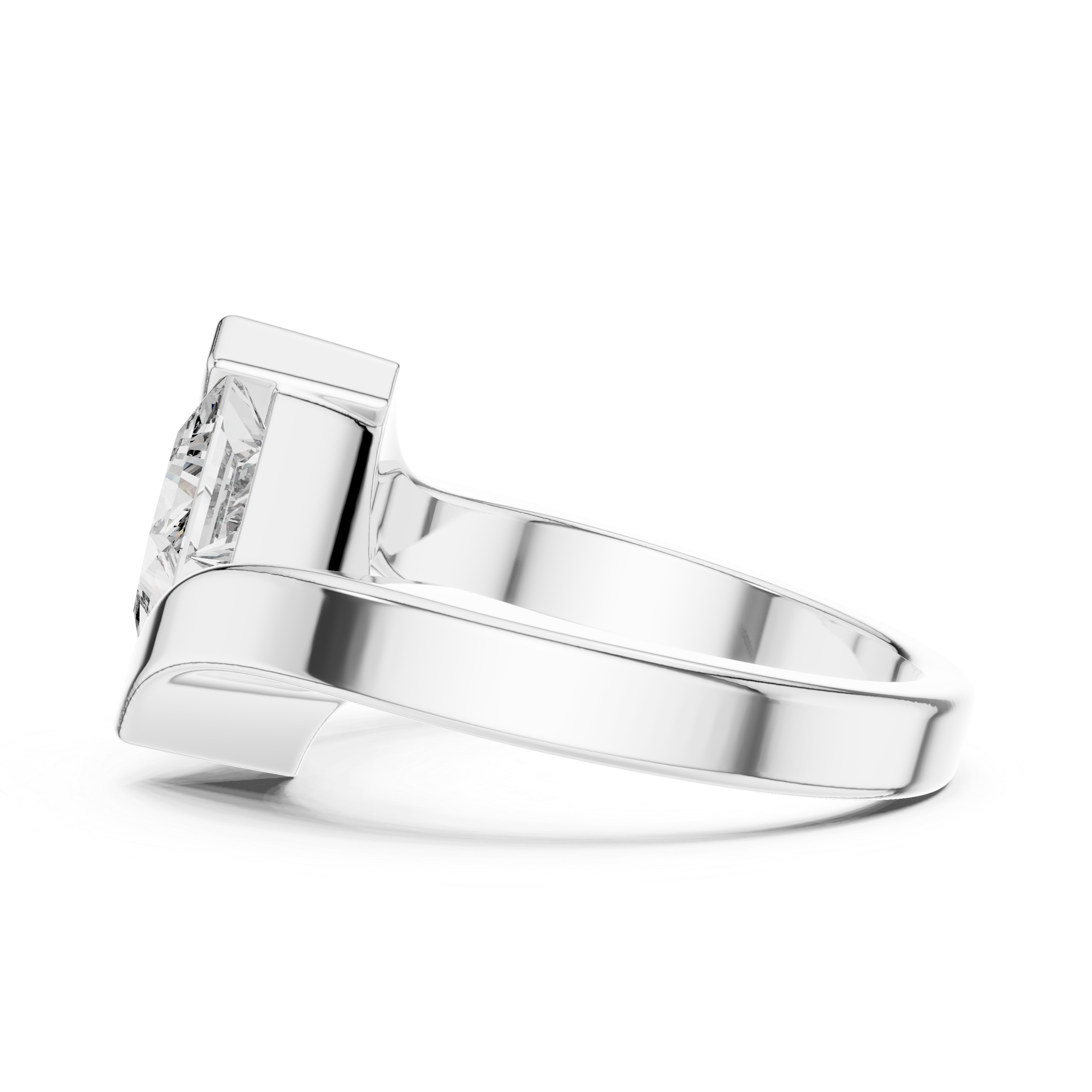 The Bergamo Ring - Modern Bypass Princess Cut Solitaire