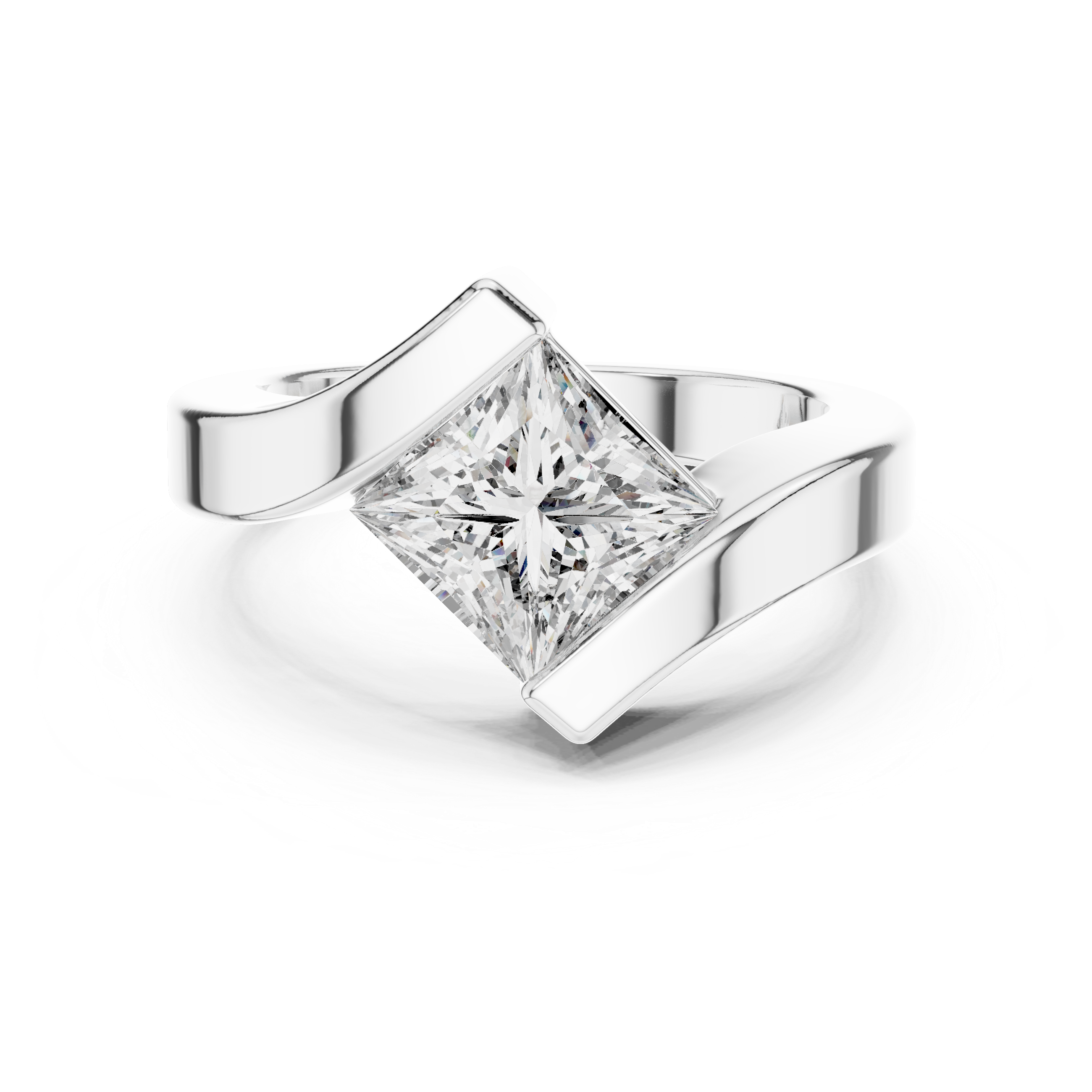 The Bergamo Ring - Modern Bypass Princess Cut Solitaire