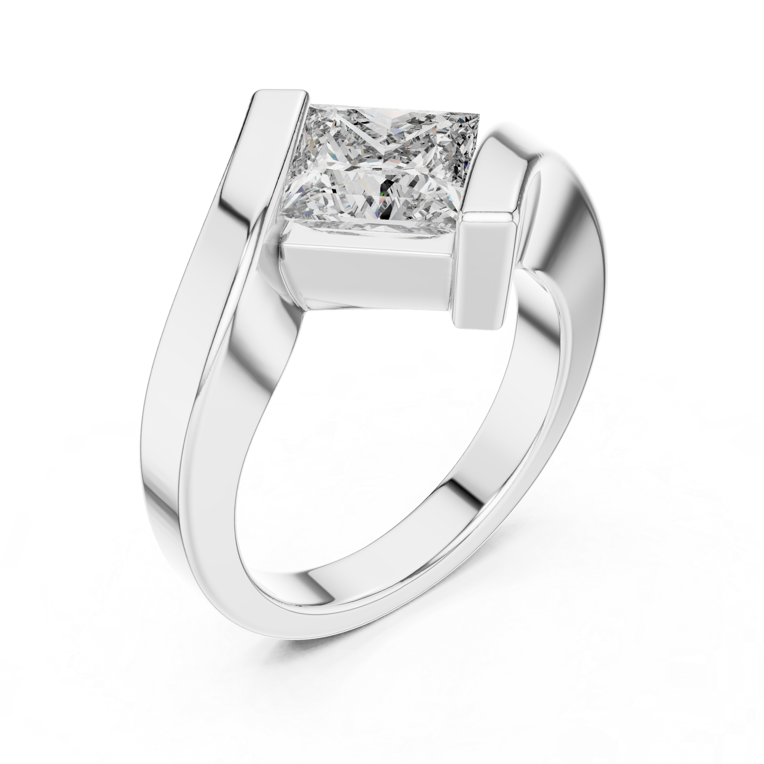 The Bergamo Ring - Modern Bypass Princess Cut Solitaire
