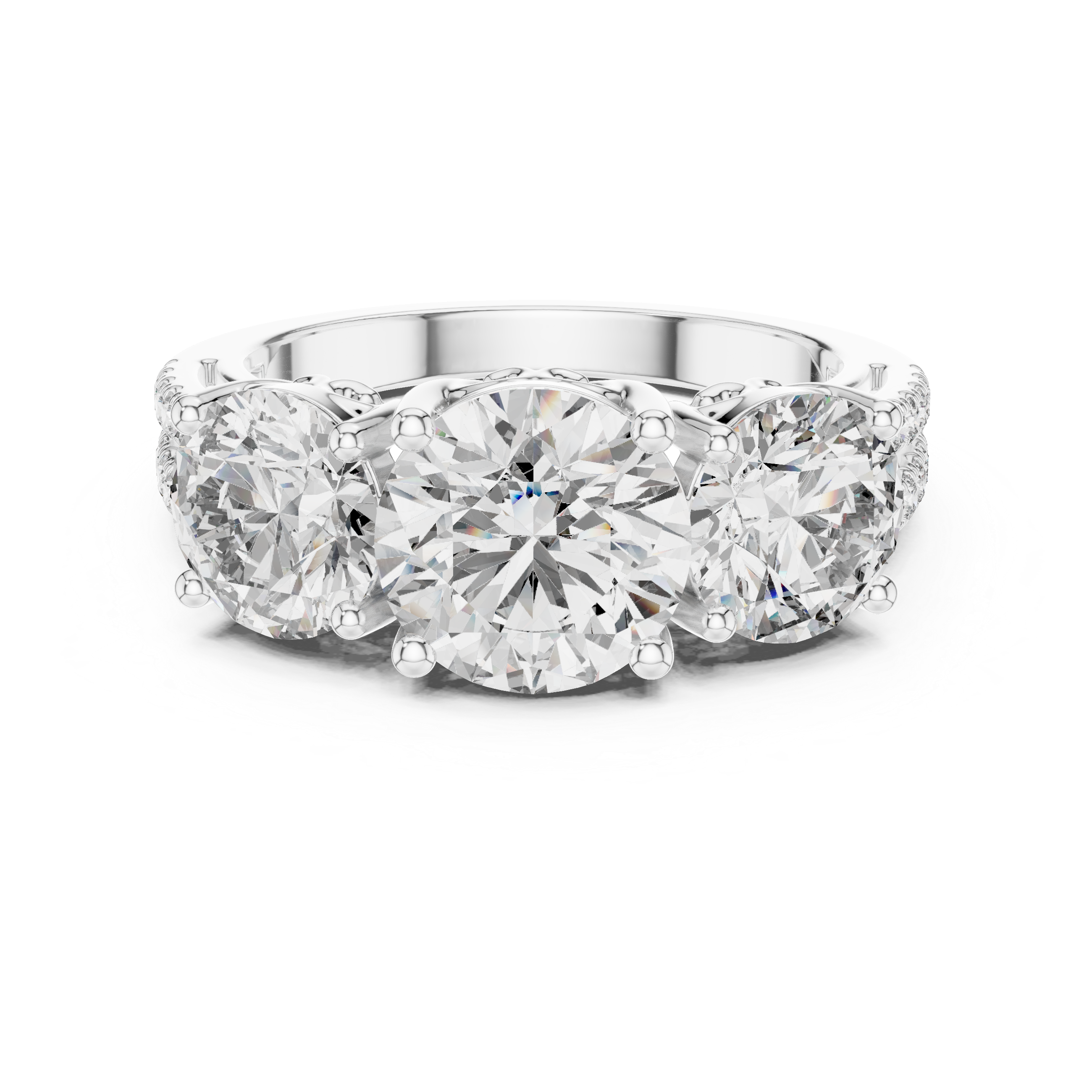 The Frascati Ring - Round Diamond Trilogy Ring with Trellis Gallery
