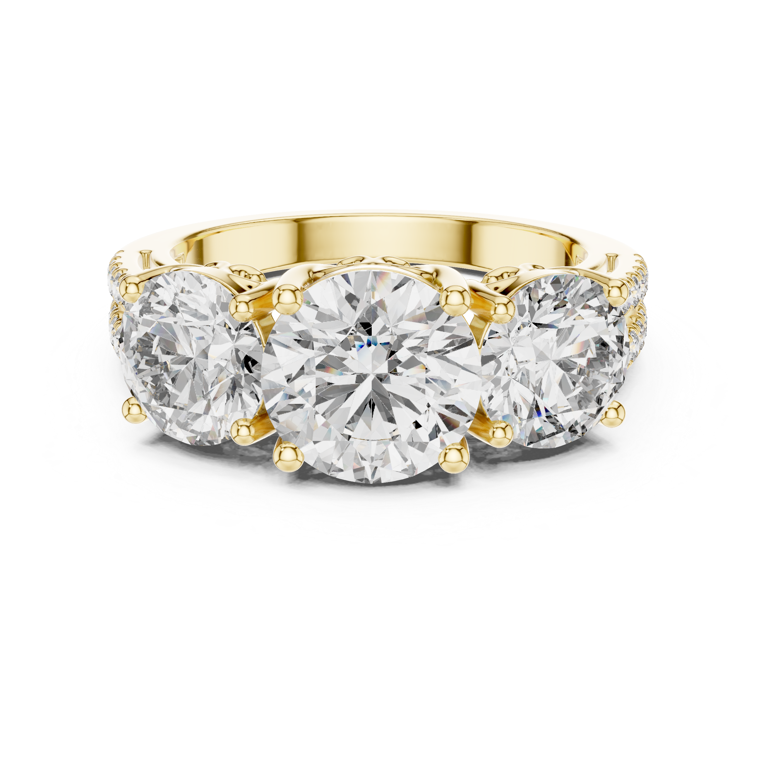 The Frascati Ring - Round Diamond Trilogy Ring with Trellis Gallery