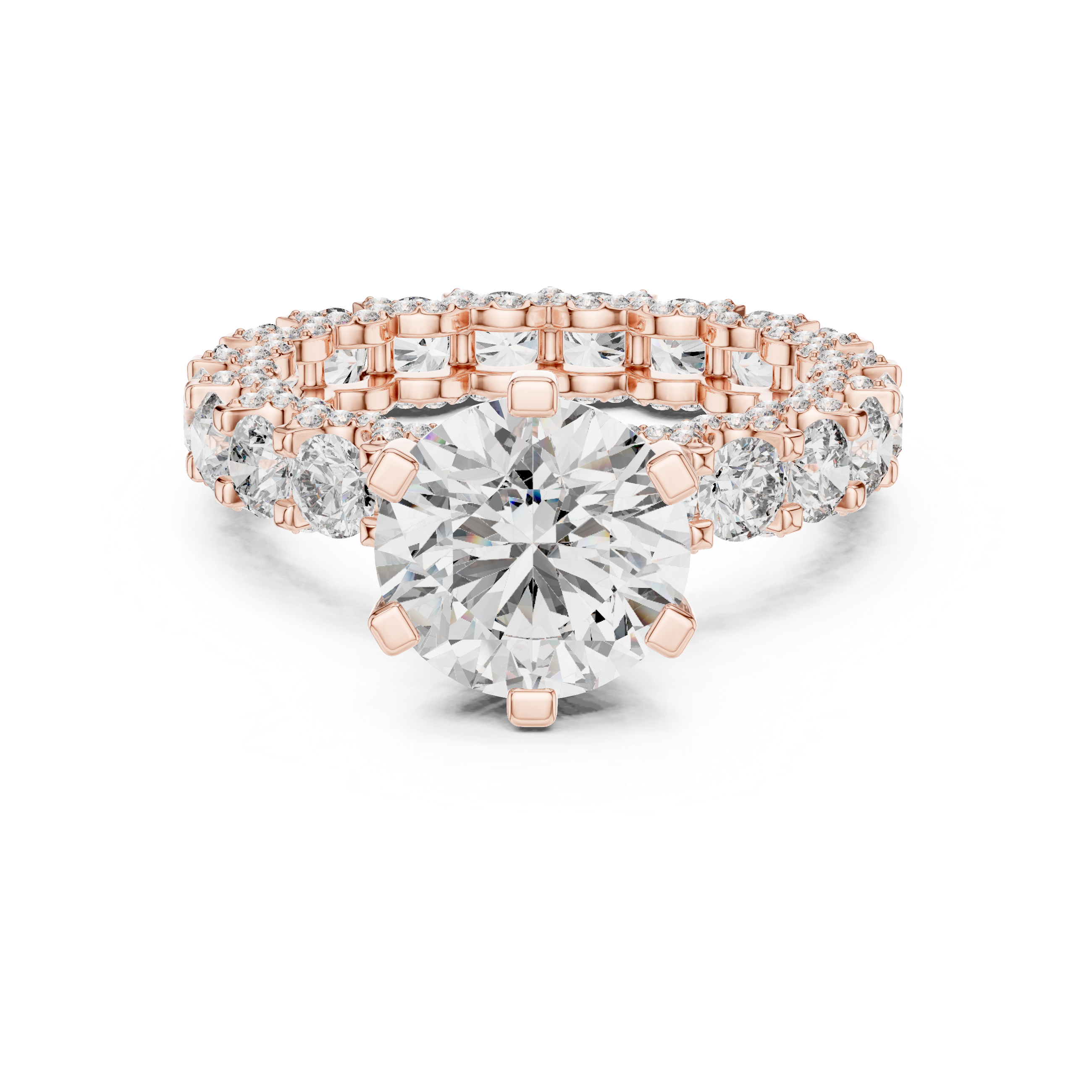 The Castel Gandolfo Ring - Round Solitaire with Diamond Bubble Band