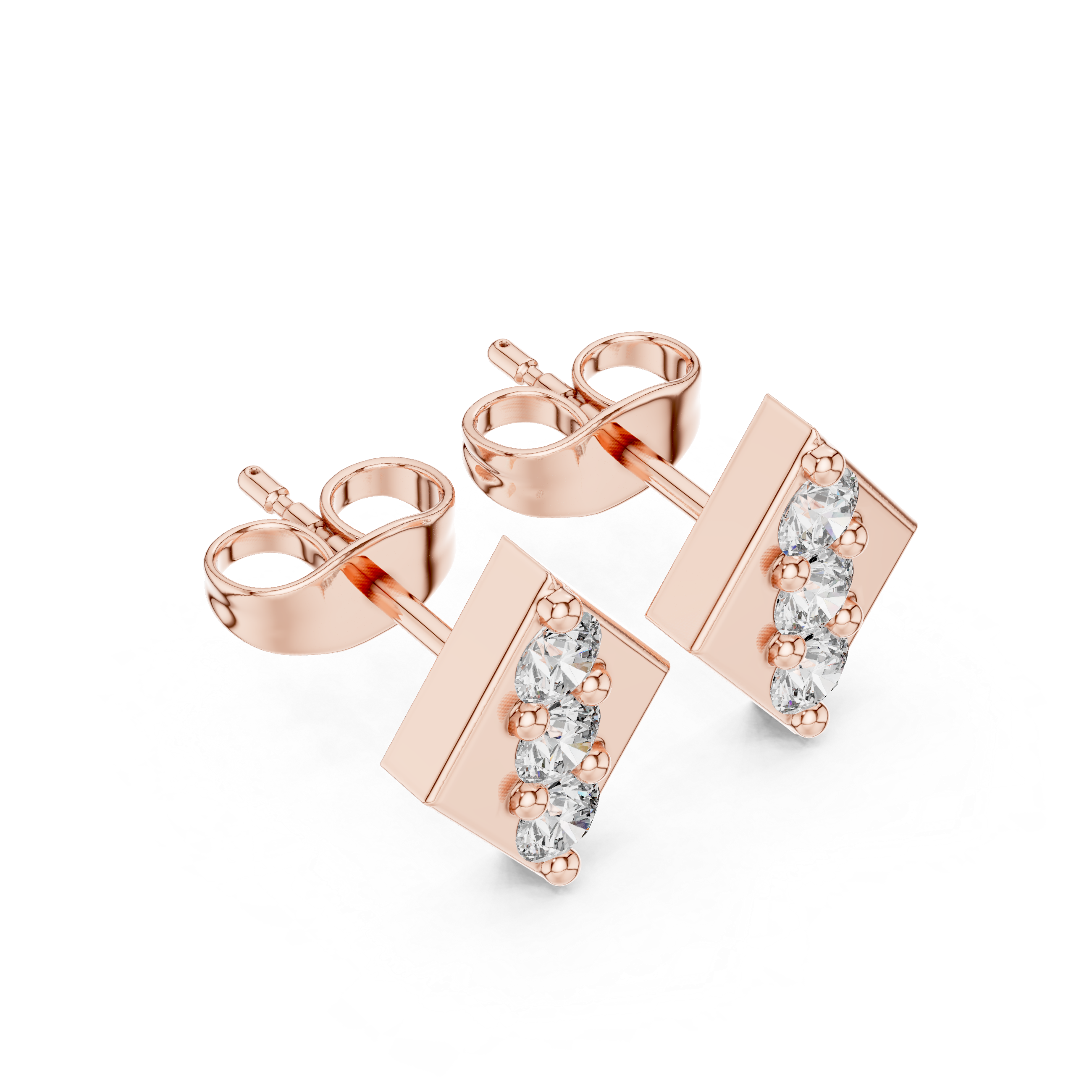 The Brienno Earrings - Minimalist Rhombus Diamond Trio Studs