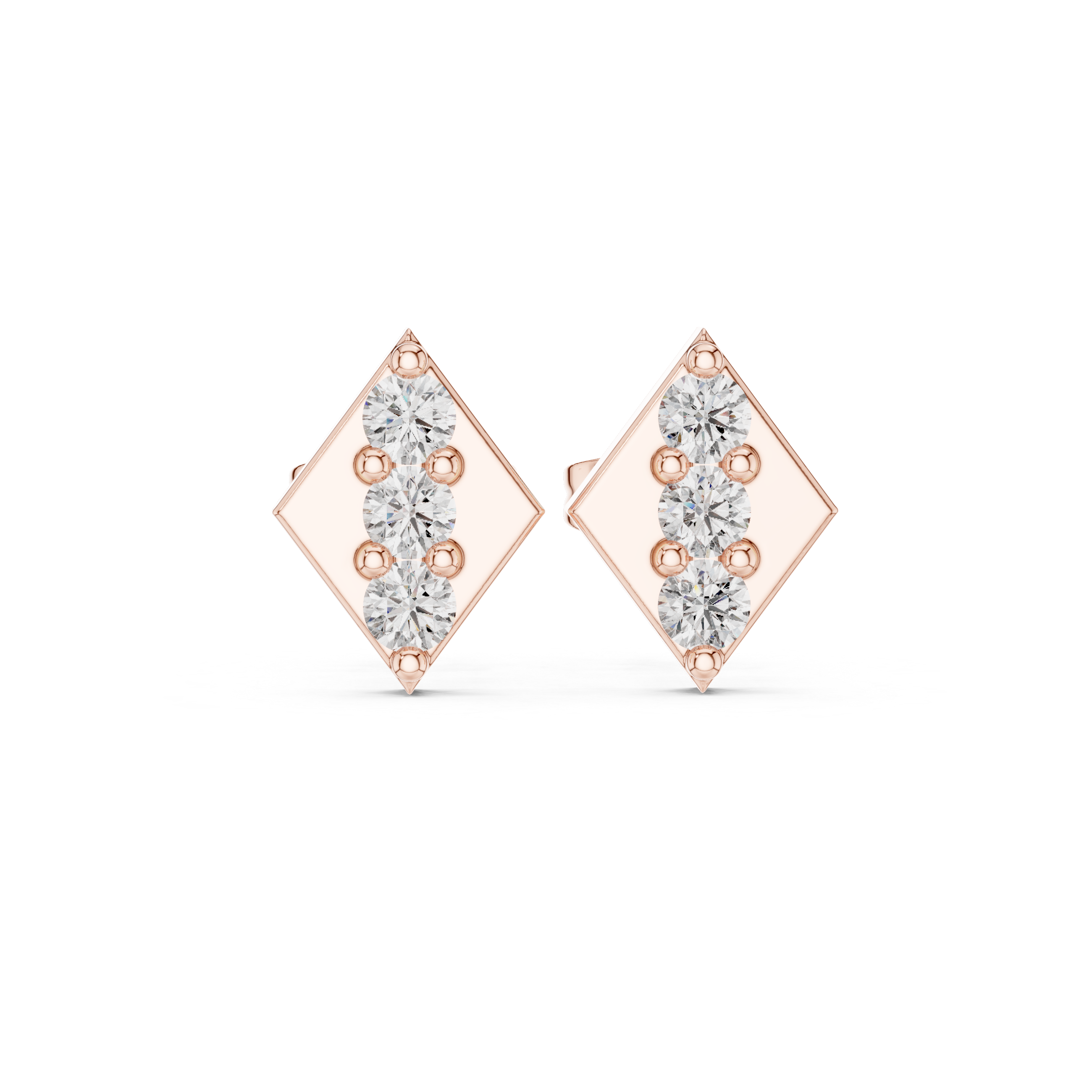 The Brienno Earrings - Minimalist Rhombus Diamond Trio Studs
