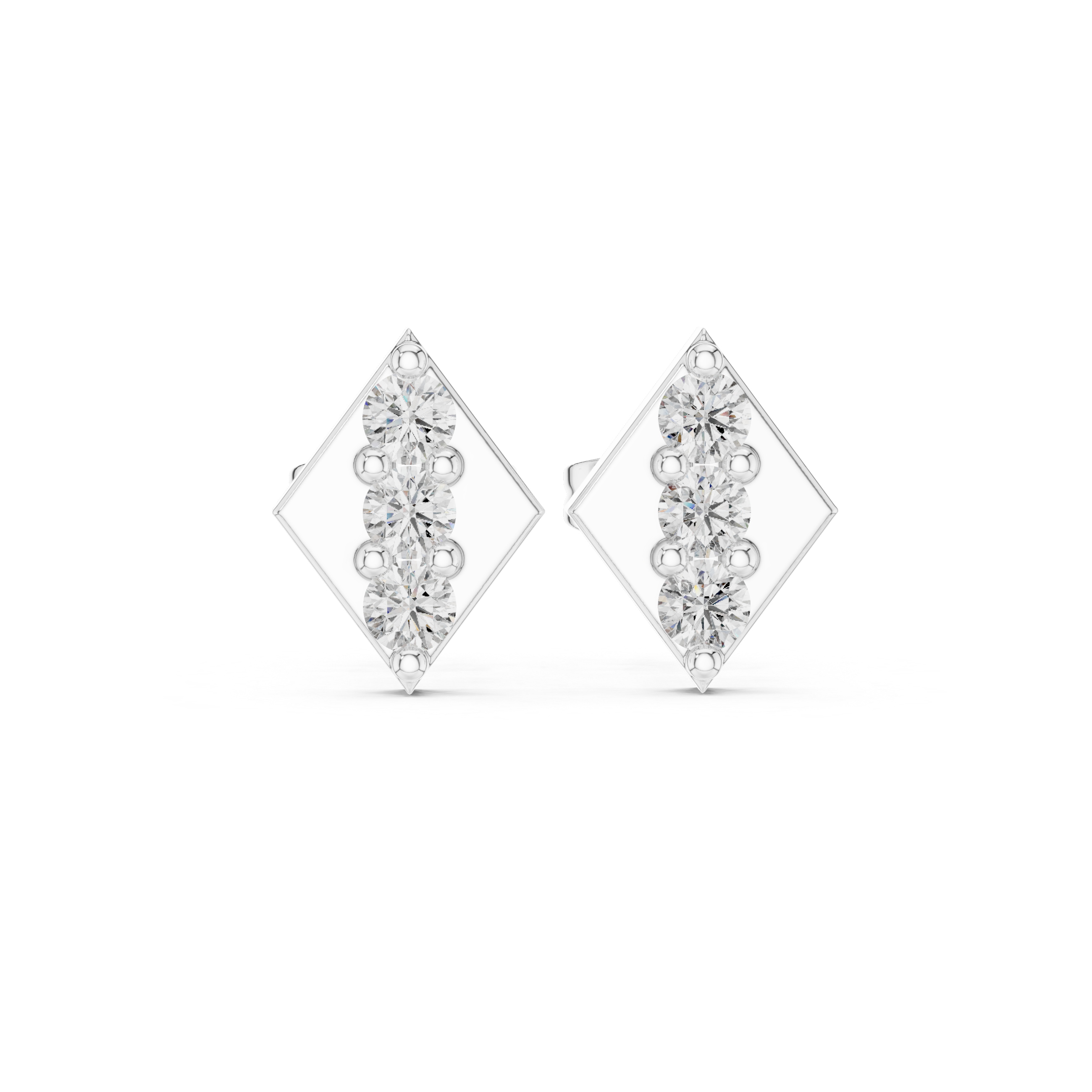 The Brienno Earrings - Minimalist Rhombus Diamond Trio Studs