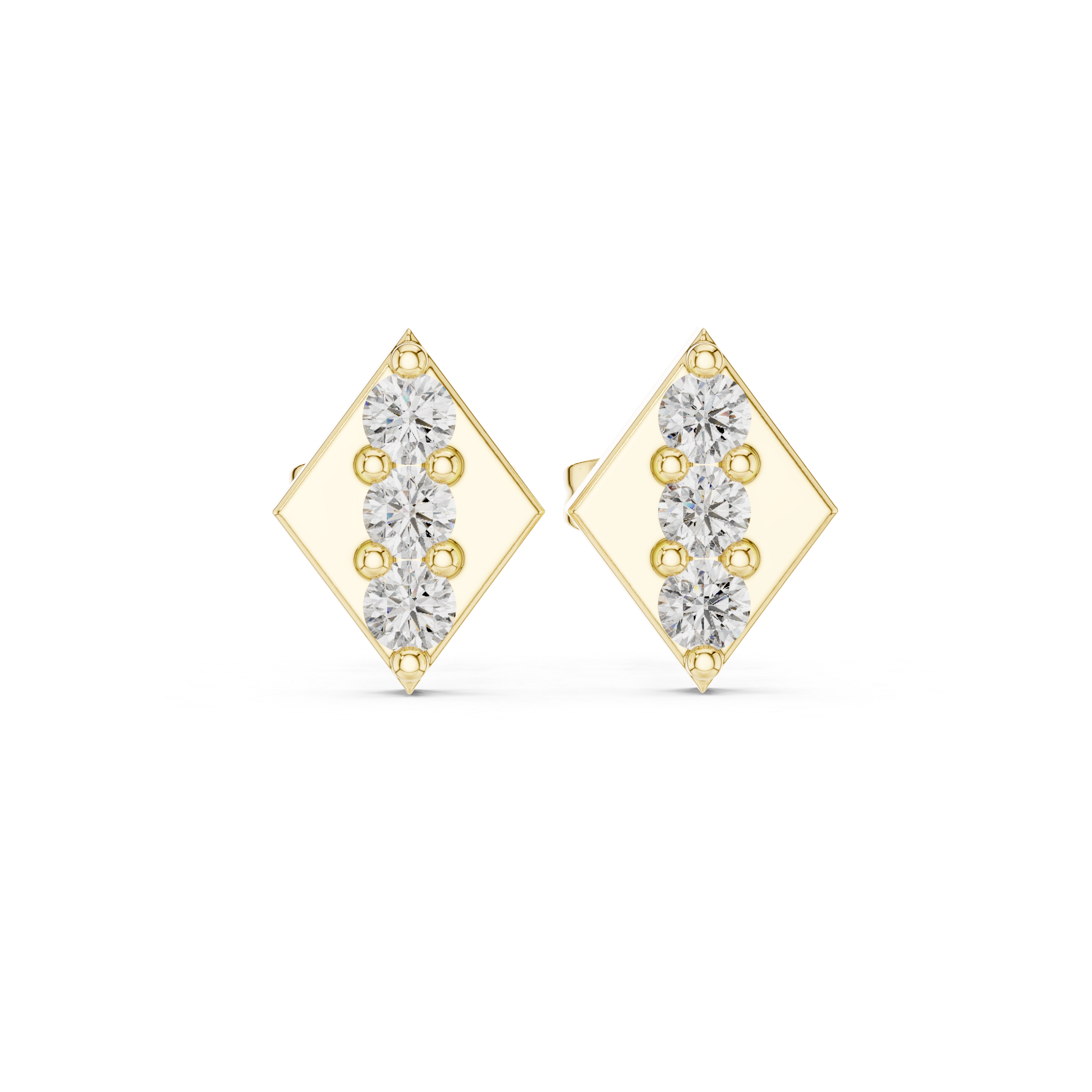 The Brienno Earrings - Minimalist Rhombus Diamond Trio Studs