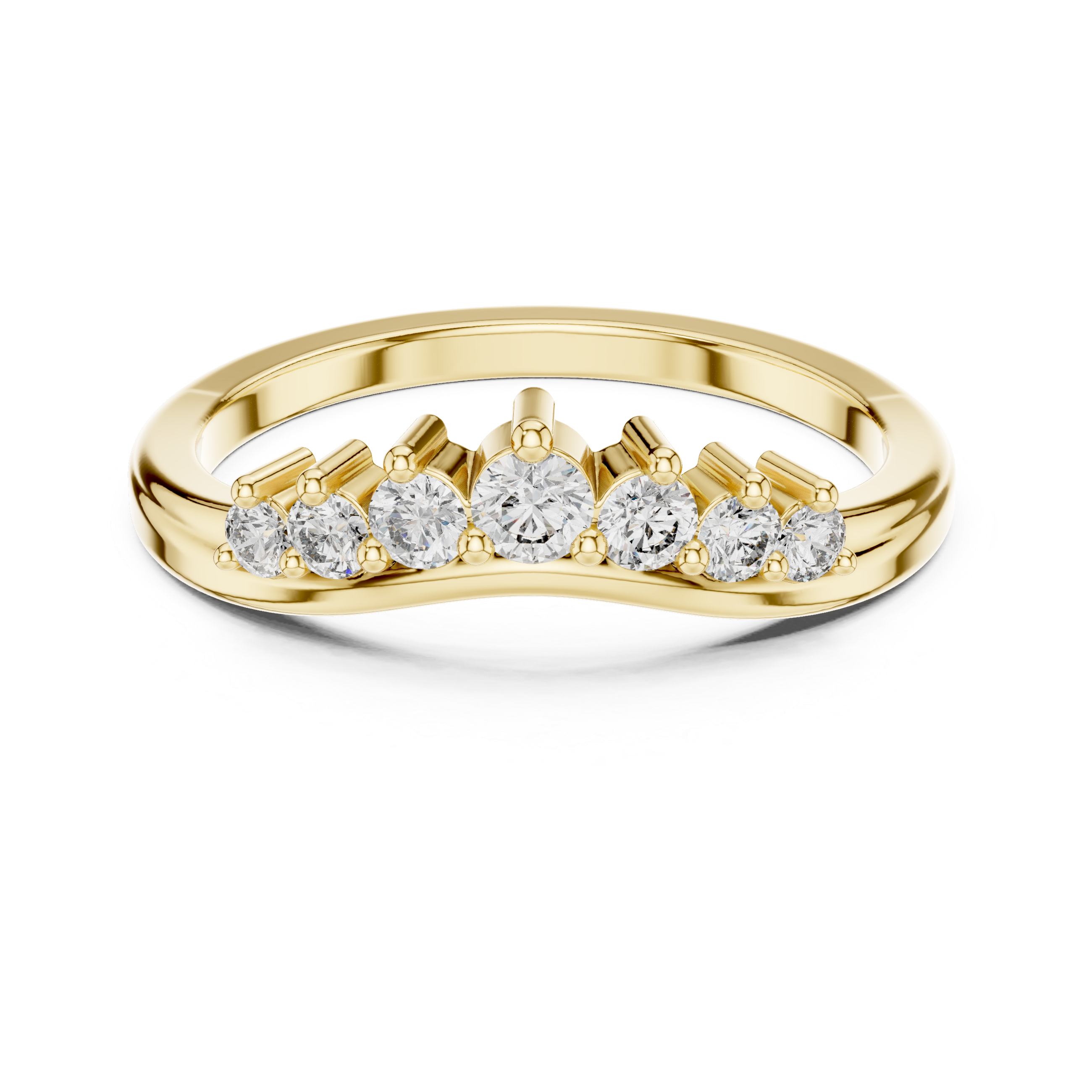 The Marino Ring - Seven Stone Graduated Diamond Curved Band