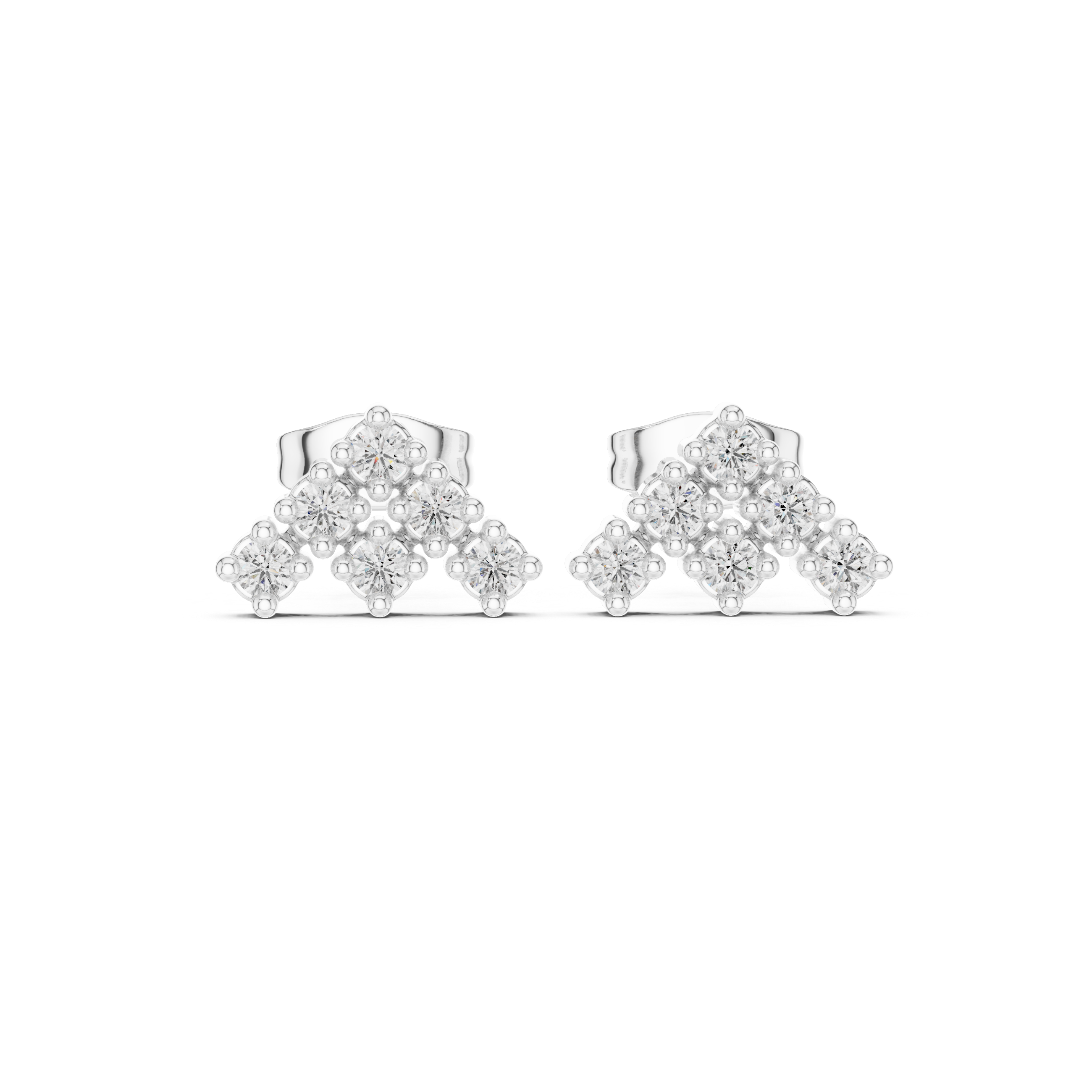 The Sunningdale Earrings - Chevron Cluster Diamond Studs