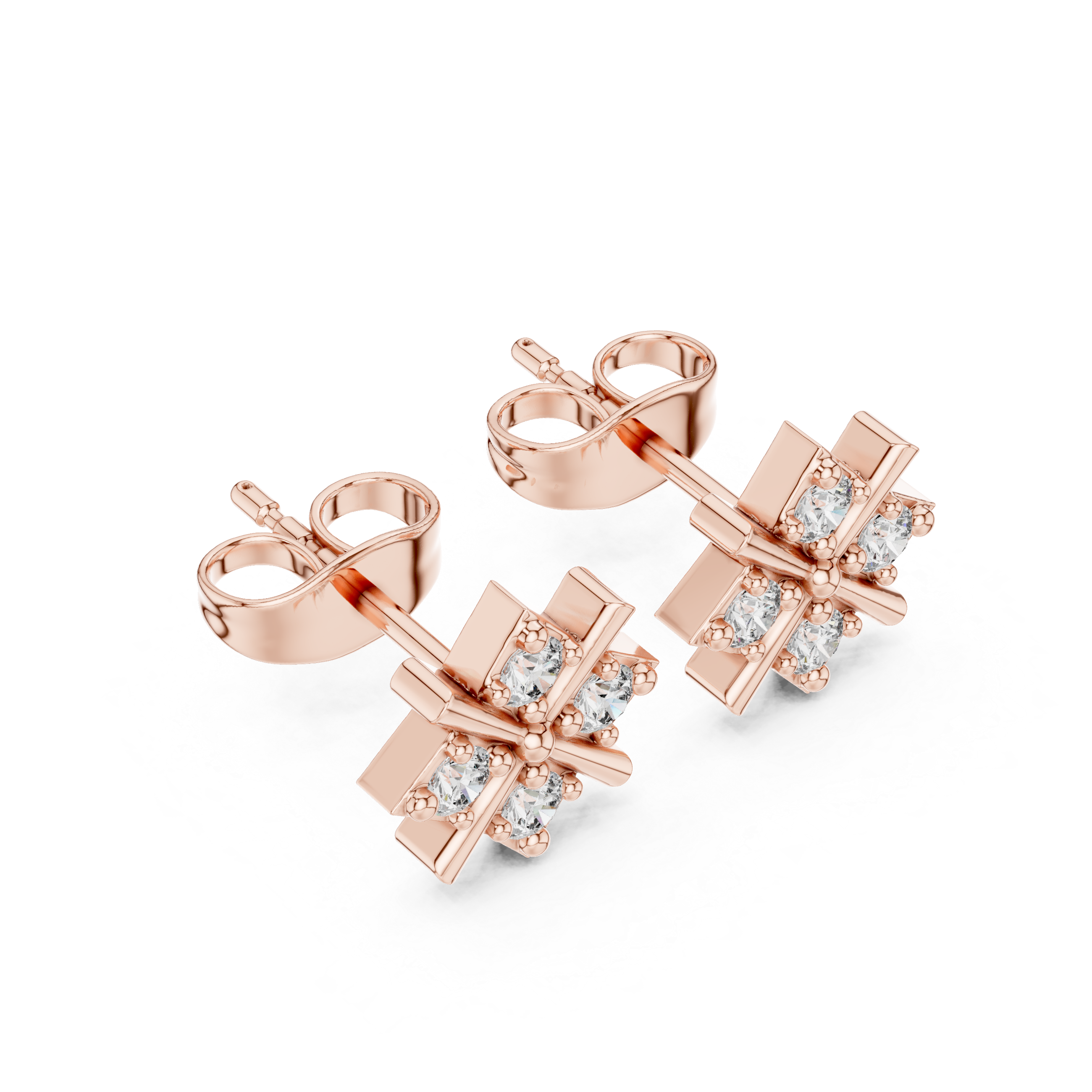 The Wentworth Earring - Geometric Quad-Prong Diamond Studs