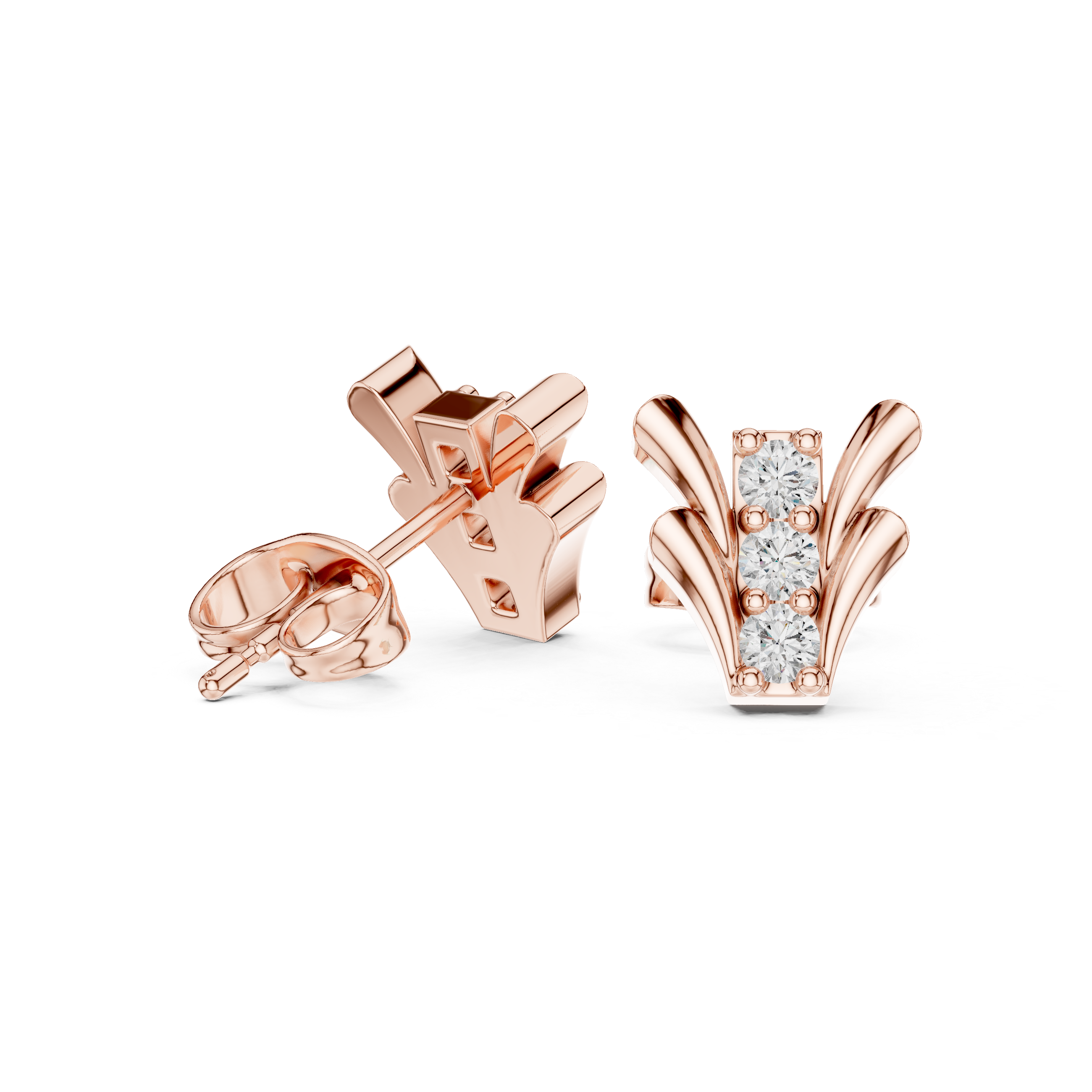 The Esher Earring - Vertical Triple-Stone Tapered Studs