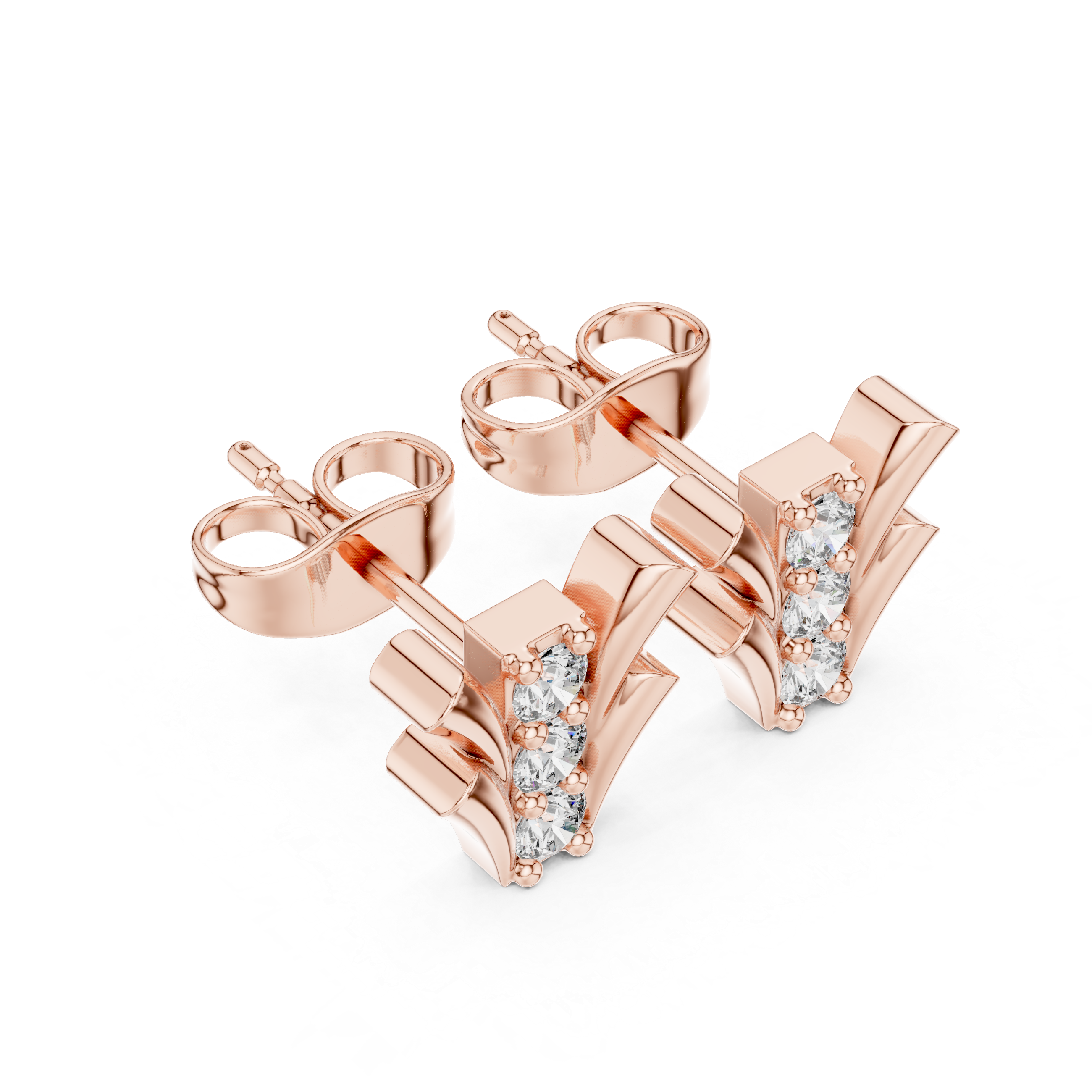 The Esher Earring - Vertical Triple-Stone Tapered Studs