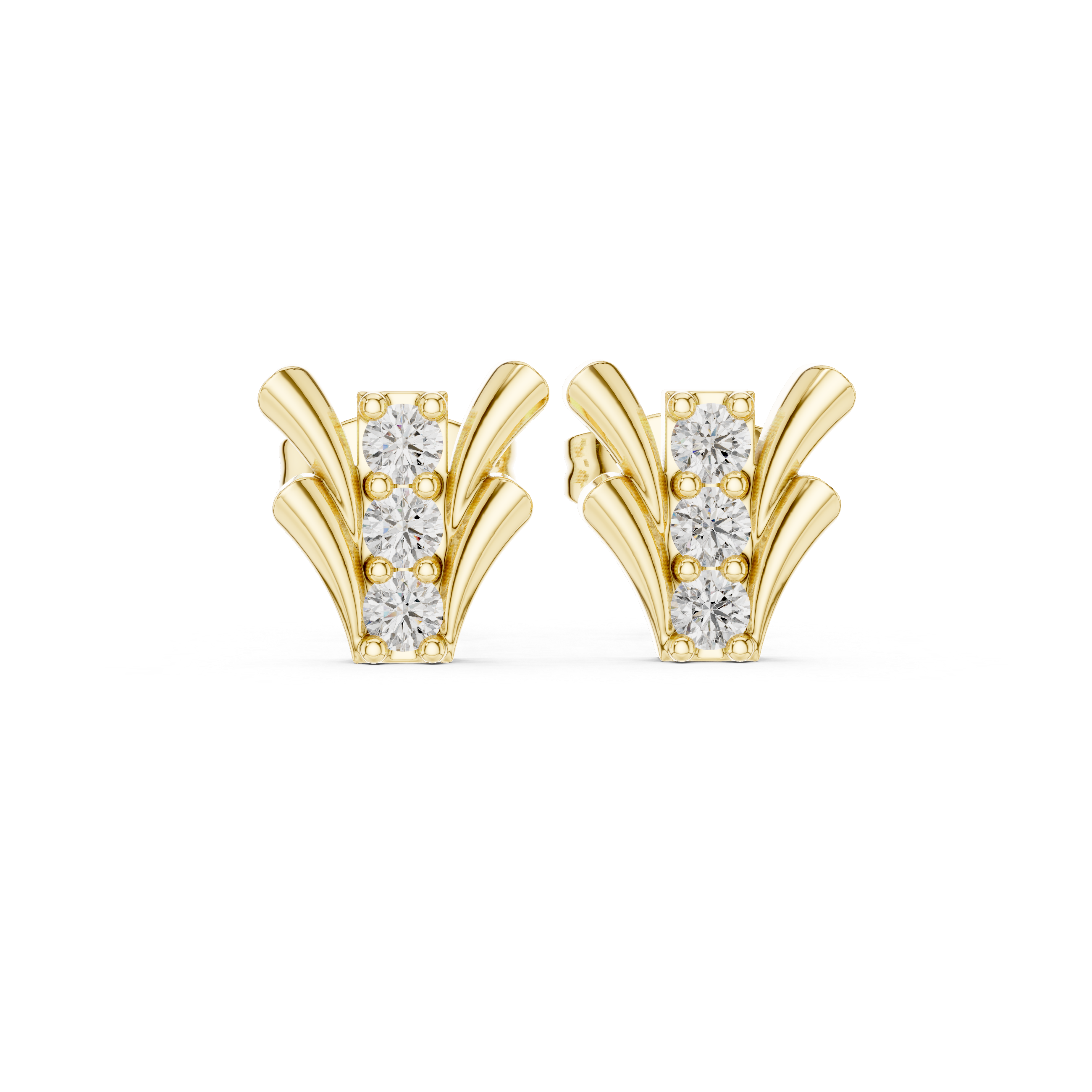 The Esher Earring - Vertical Triple-Stone Tapered Studs