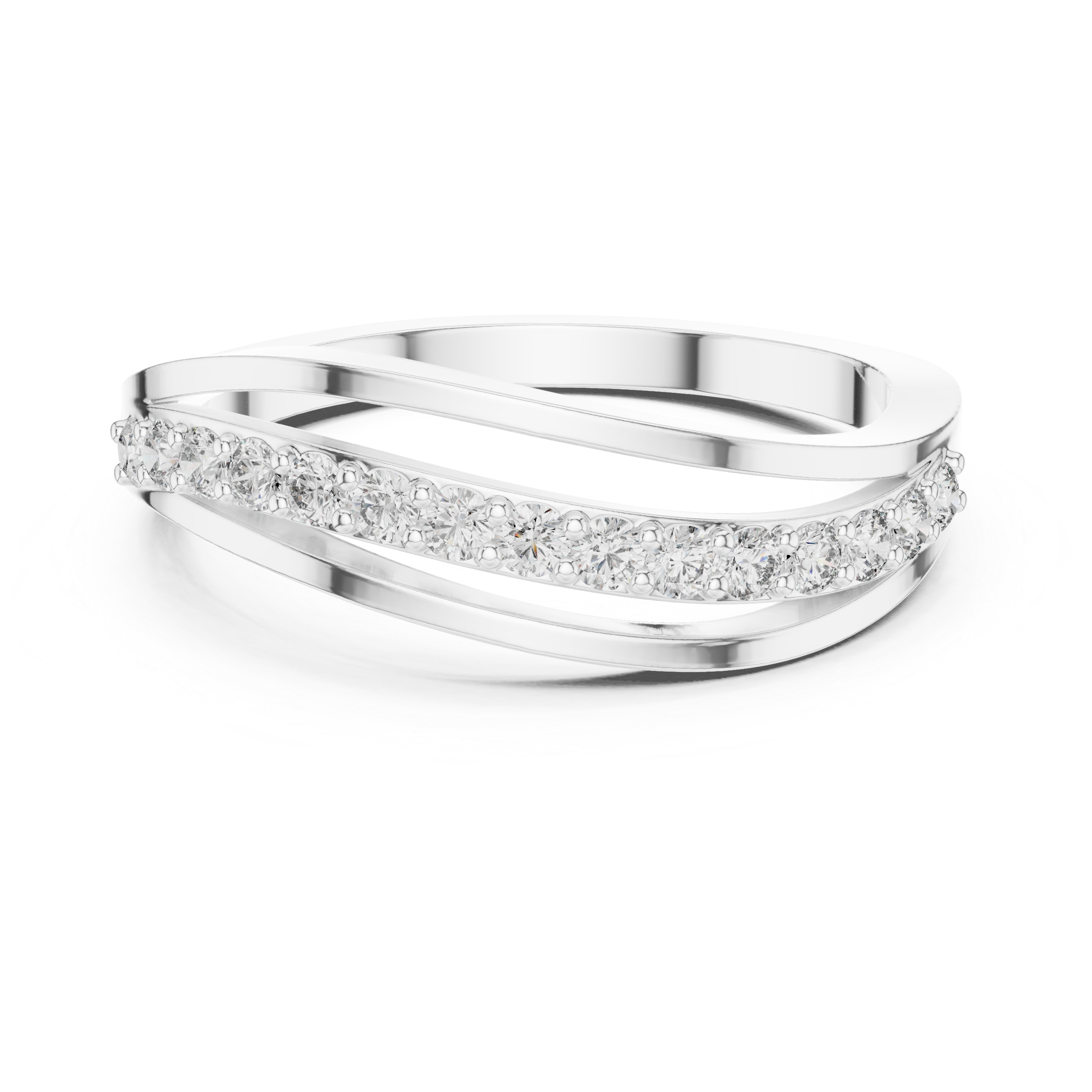 The La Moraleja Ring - Triple Split Shank Diamond Wave Band