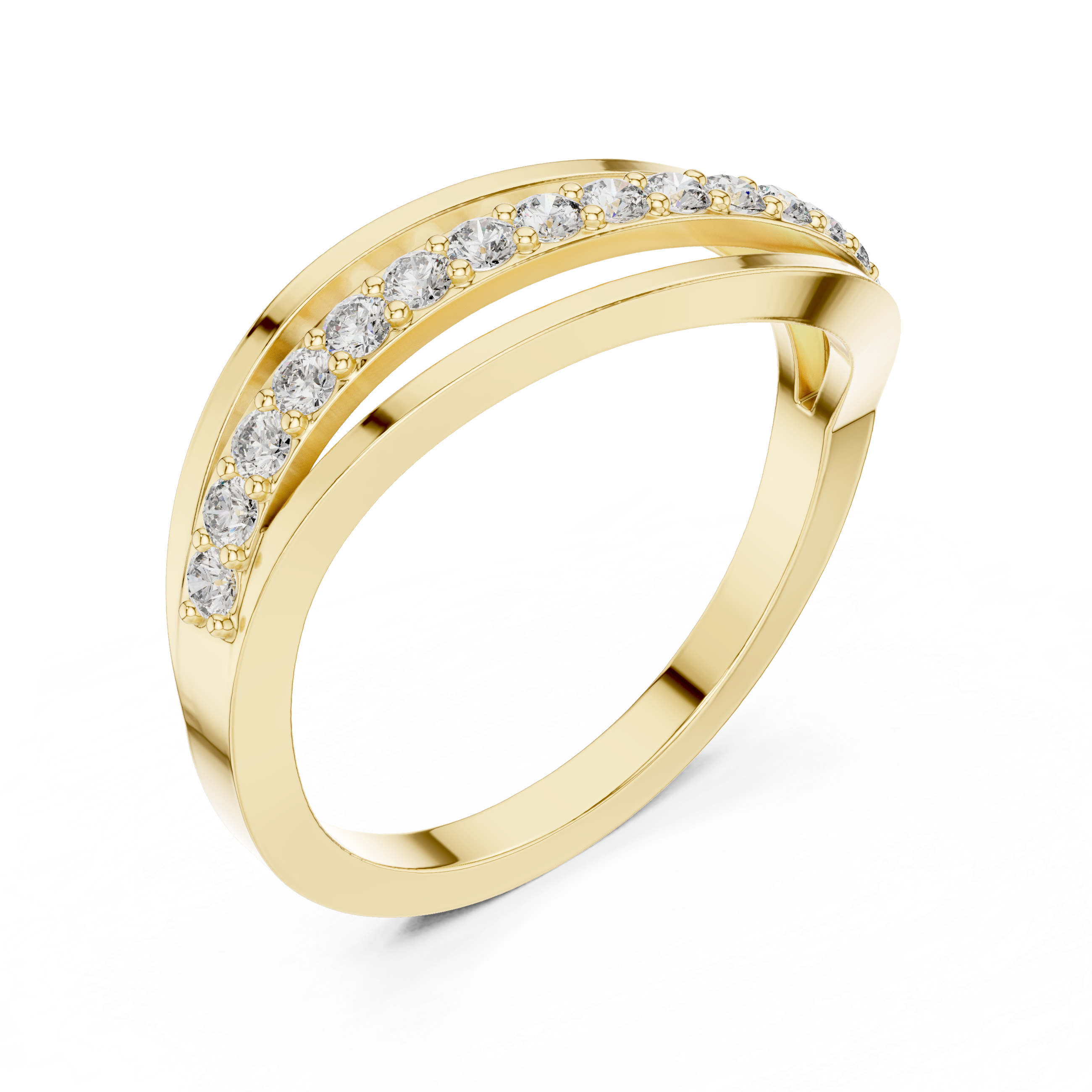 The La Moraleja Ring - Triple Split Shank Diamond Wave Band