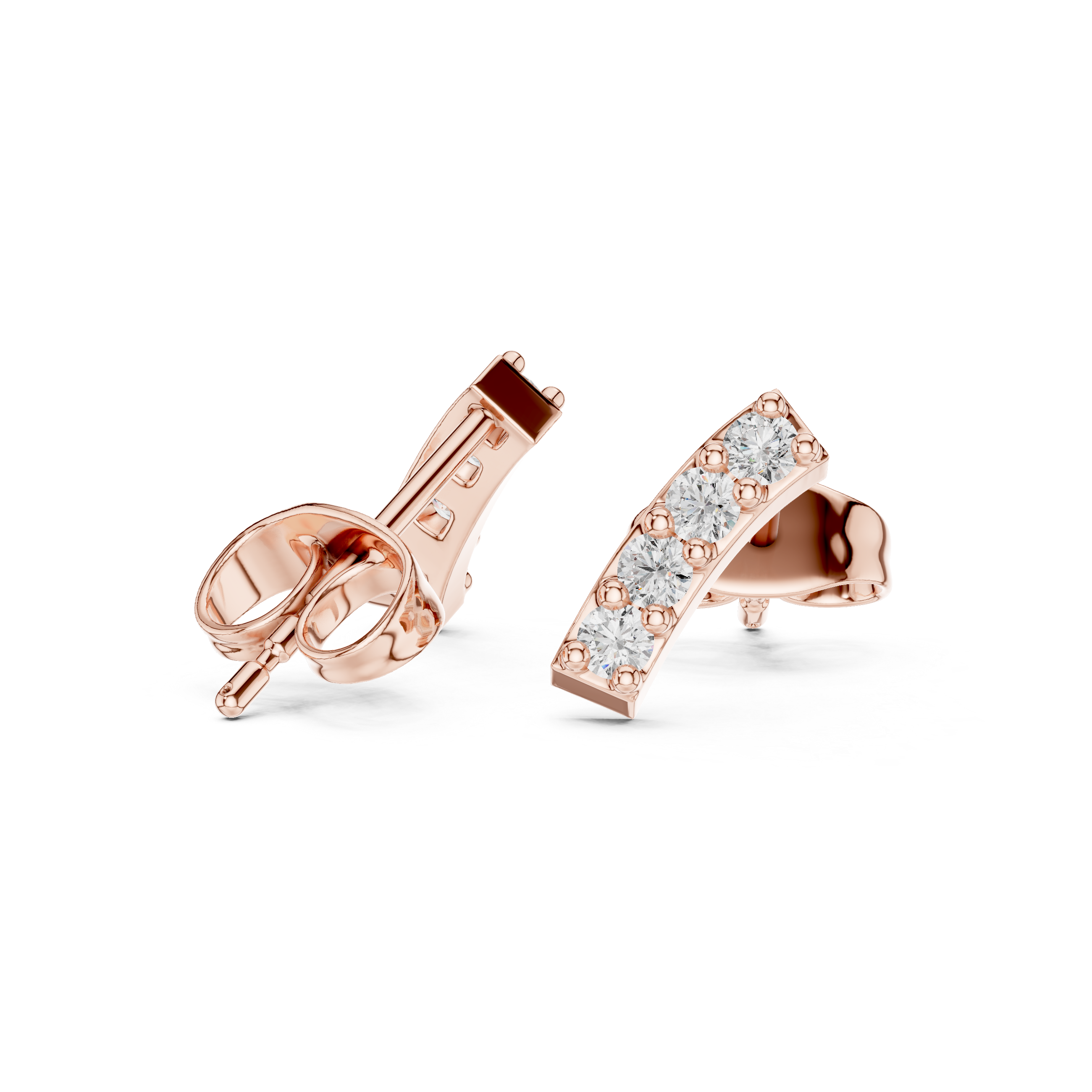 The Oxshott Earring - Curved Diamond Arc Studs