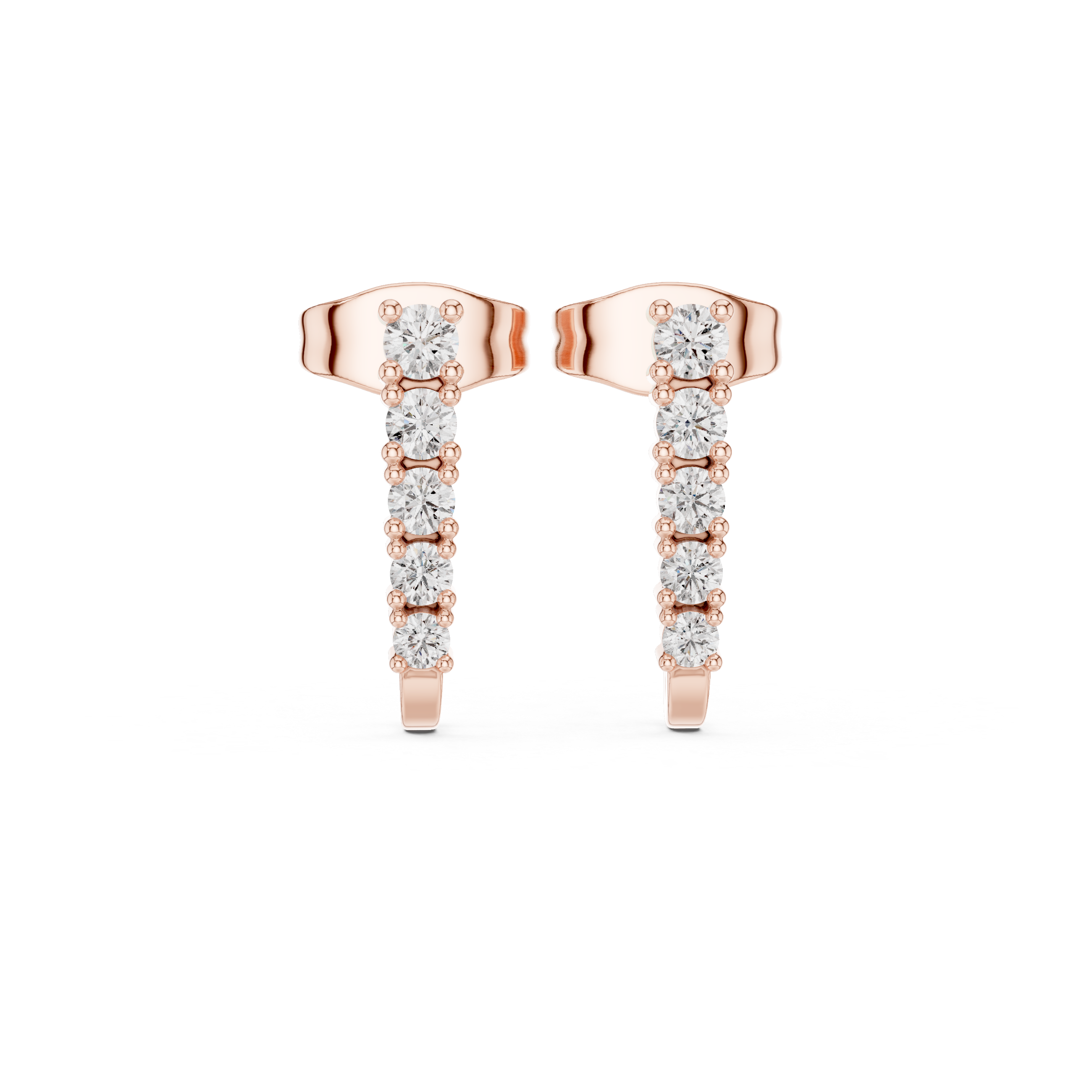 The Amersham Earring - Linear Graduated Diamond J-Hoops