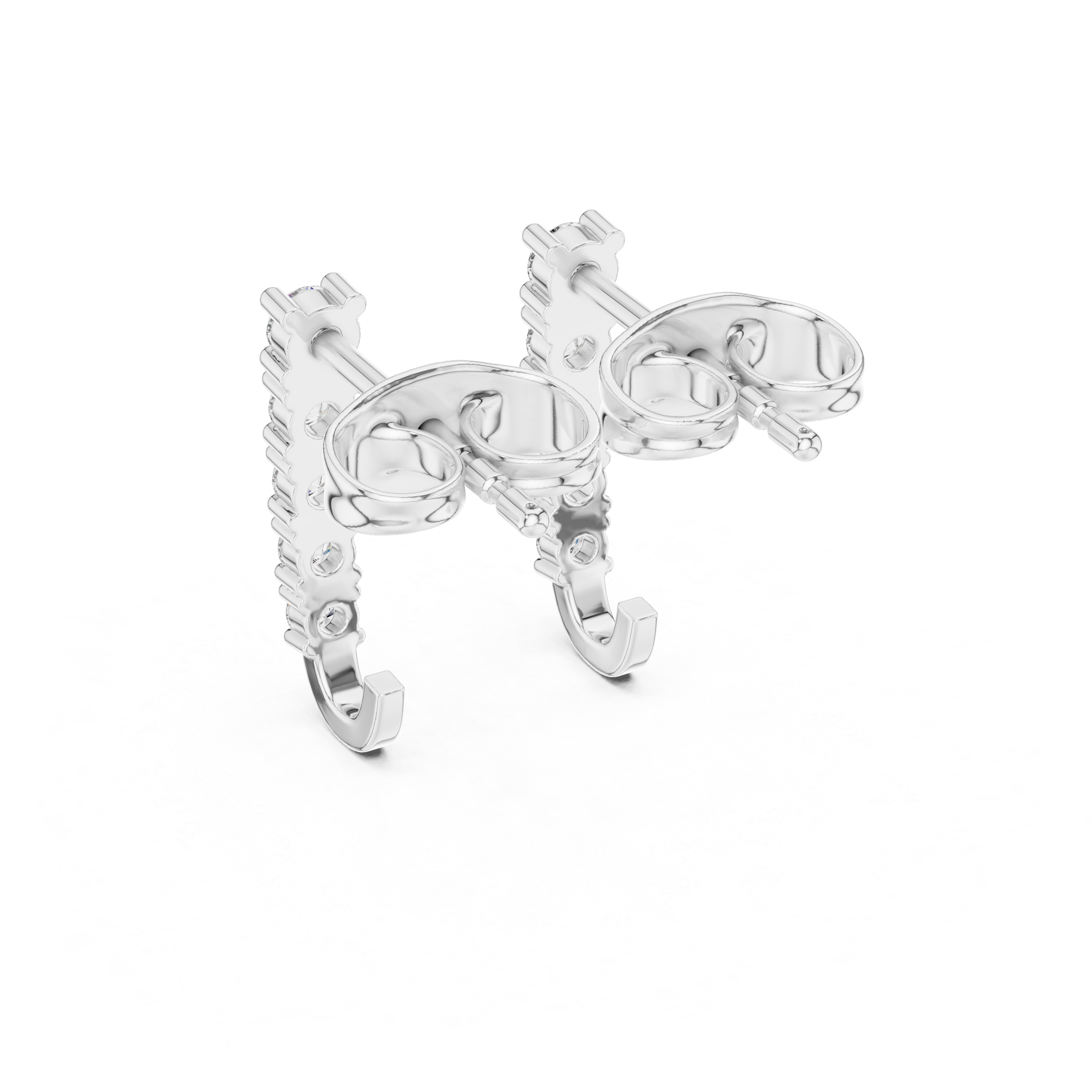 The Amersham Earring - Linear Graduated Diamond J-Hoops