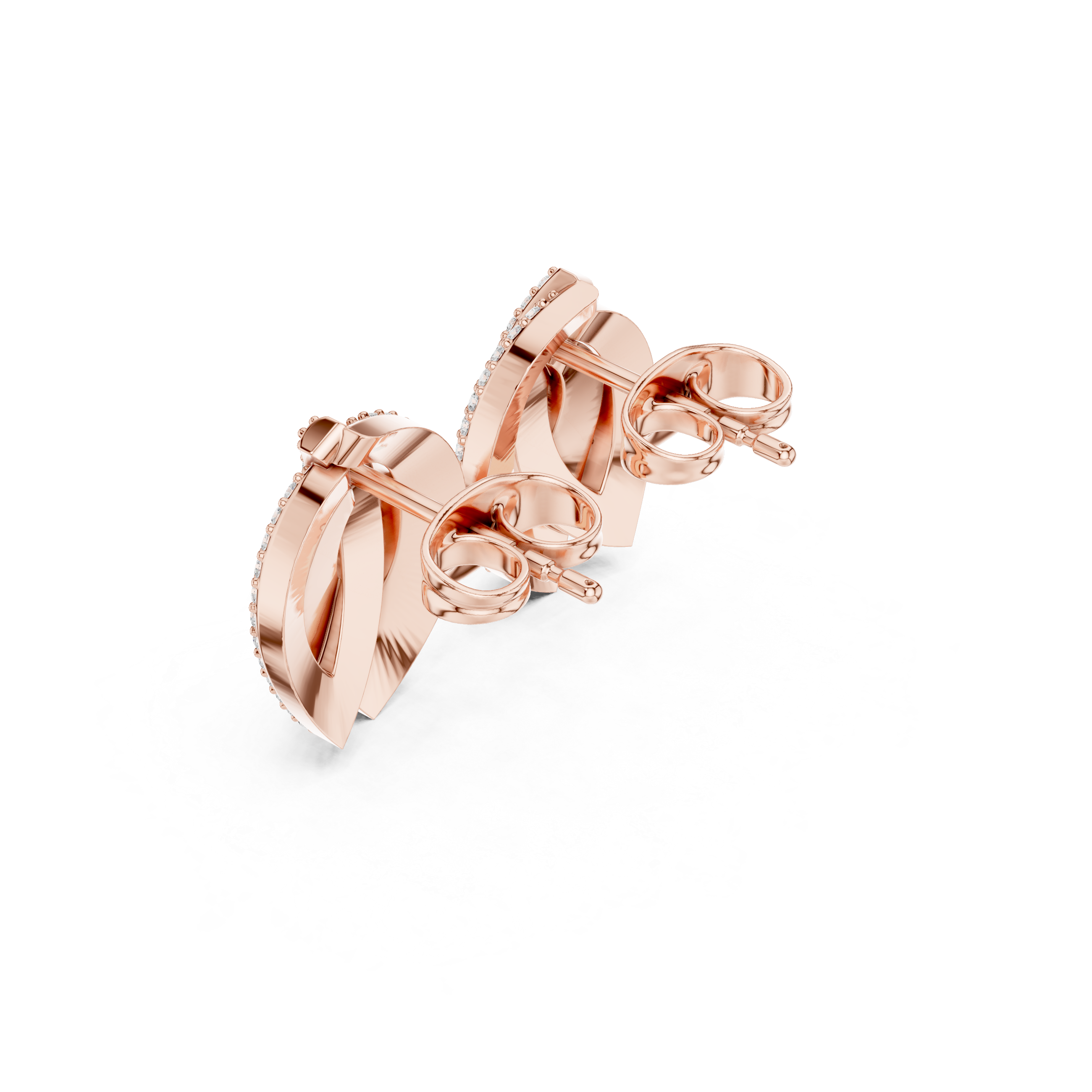 Muur Atelier Solid Gold Pave Diamond Leaf Studs