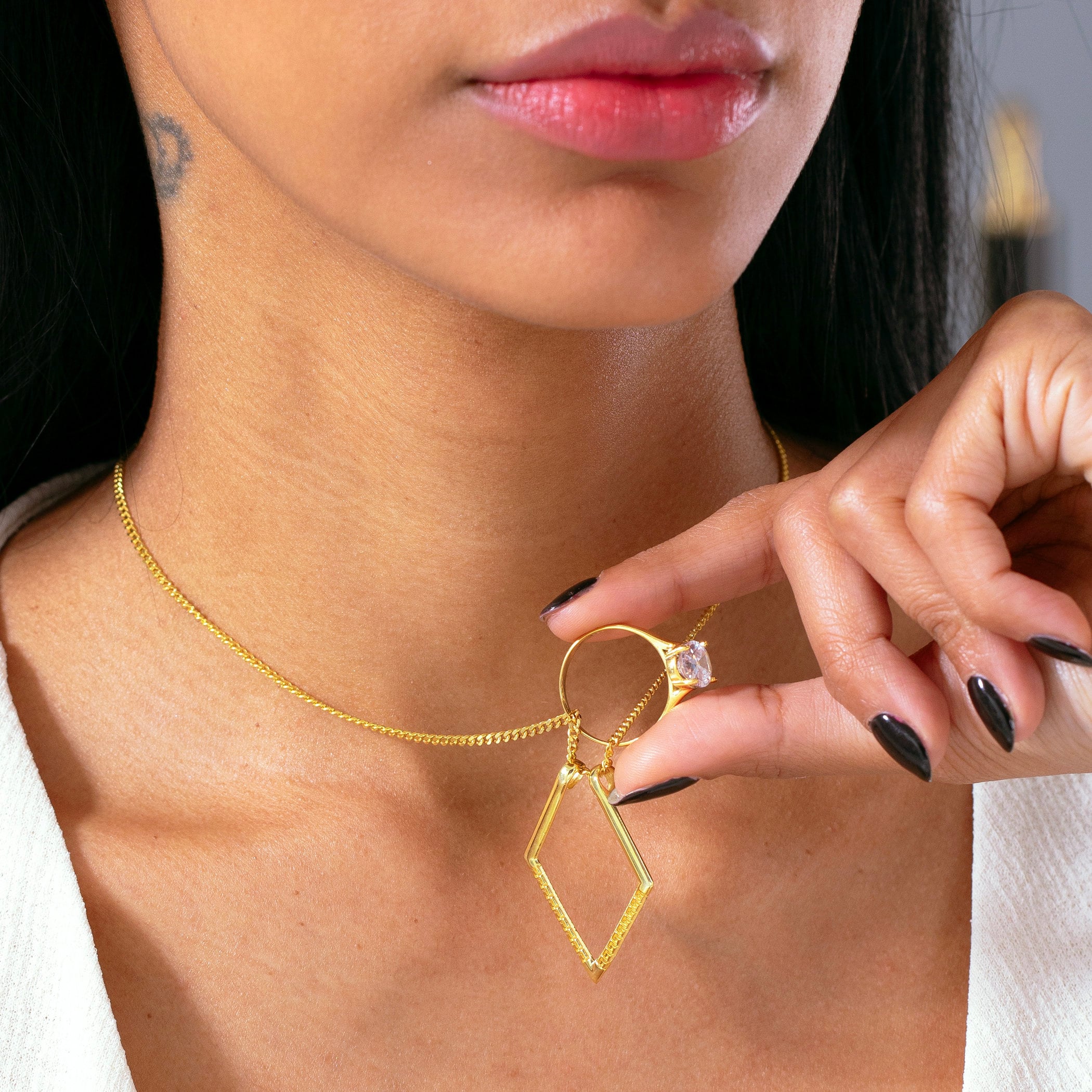 Greek Pattern Ring Holder Necklace