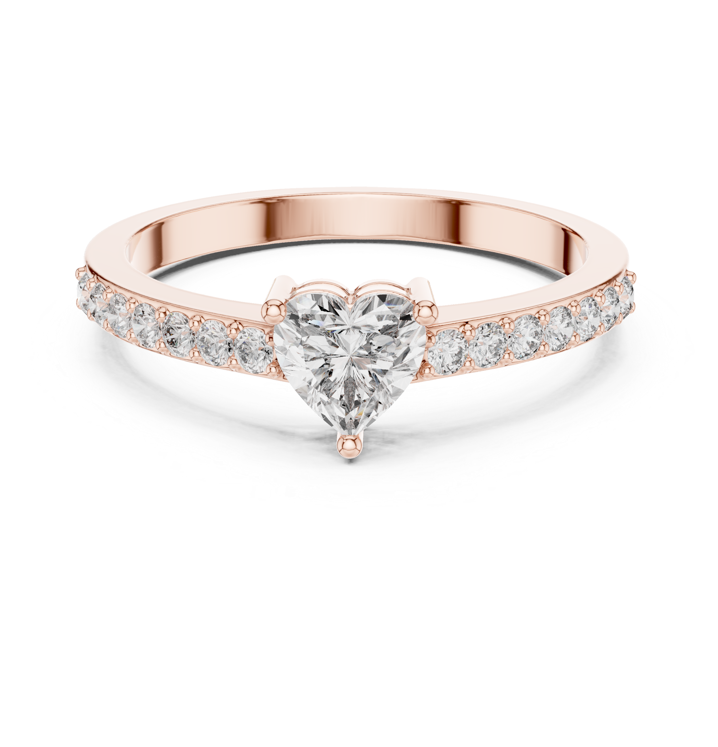 The Plungė Ring - Heart Cut Solitaire Pavé Engagement Ring