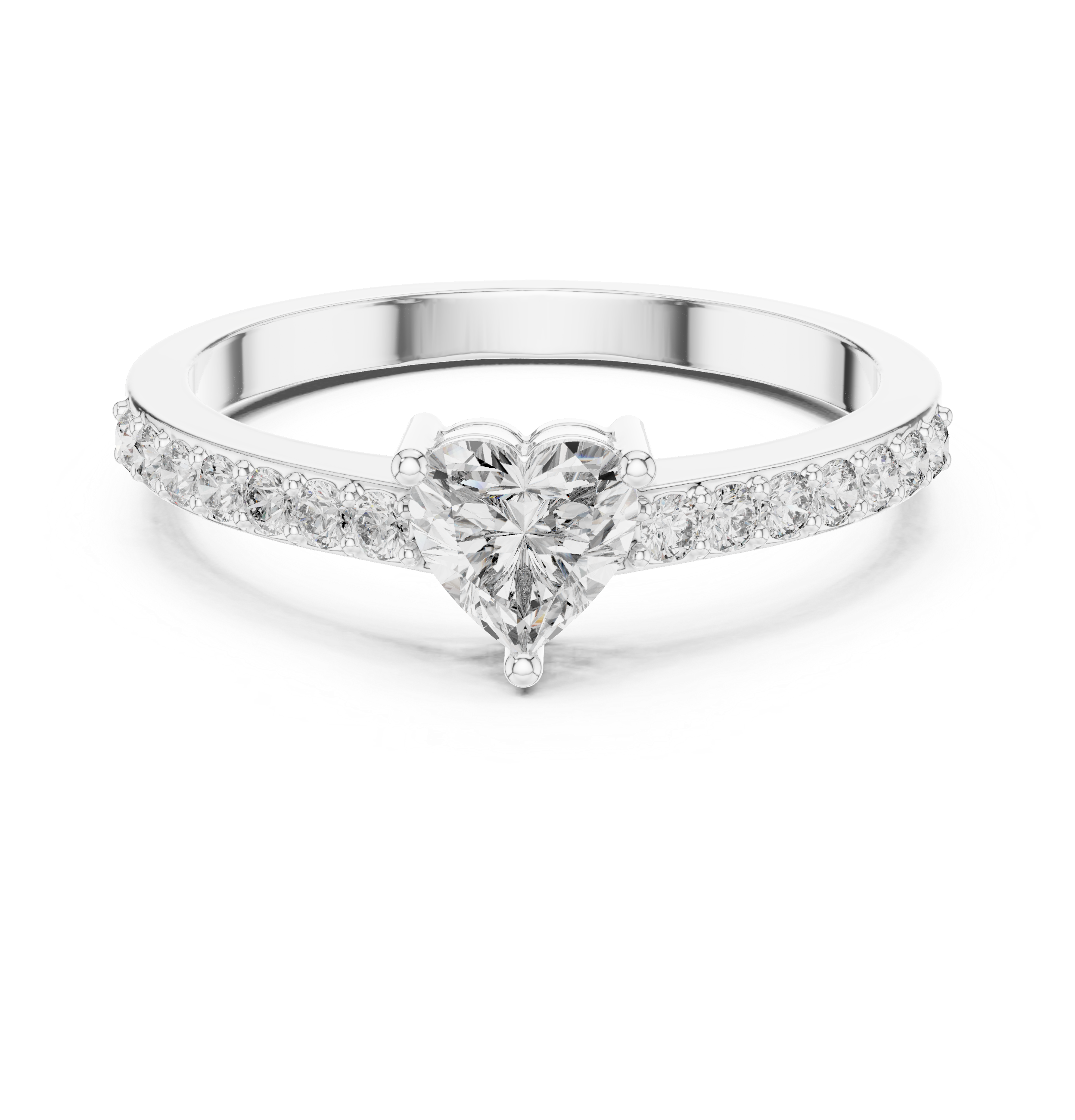 The Plungė Ring - Heart Cut Solitaire Pavé Engagement Ring
