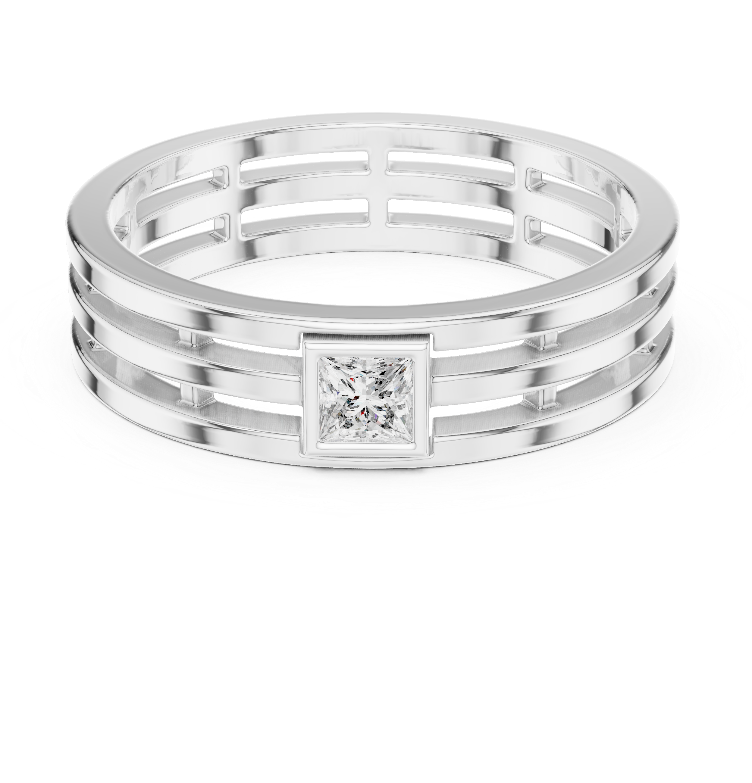 The Jonava Ring - Princess Cut Bezel Set Industrial Band