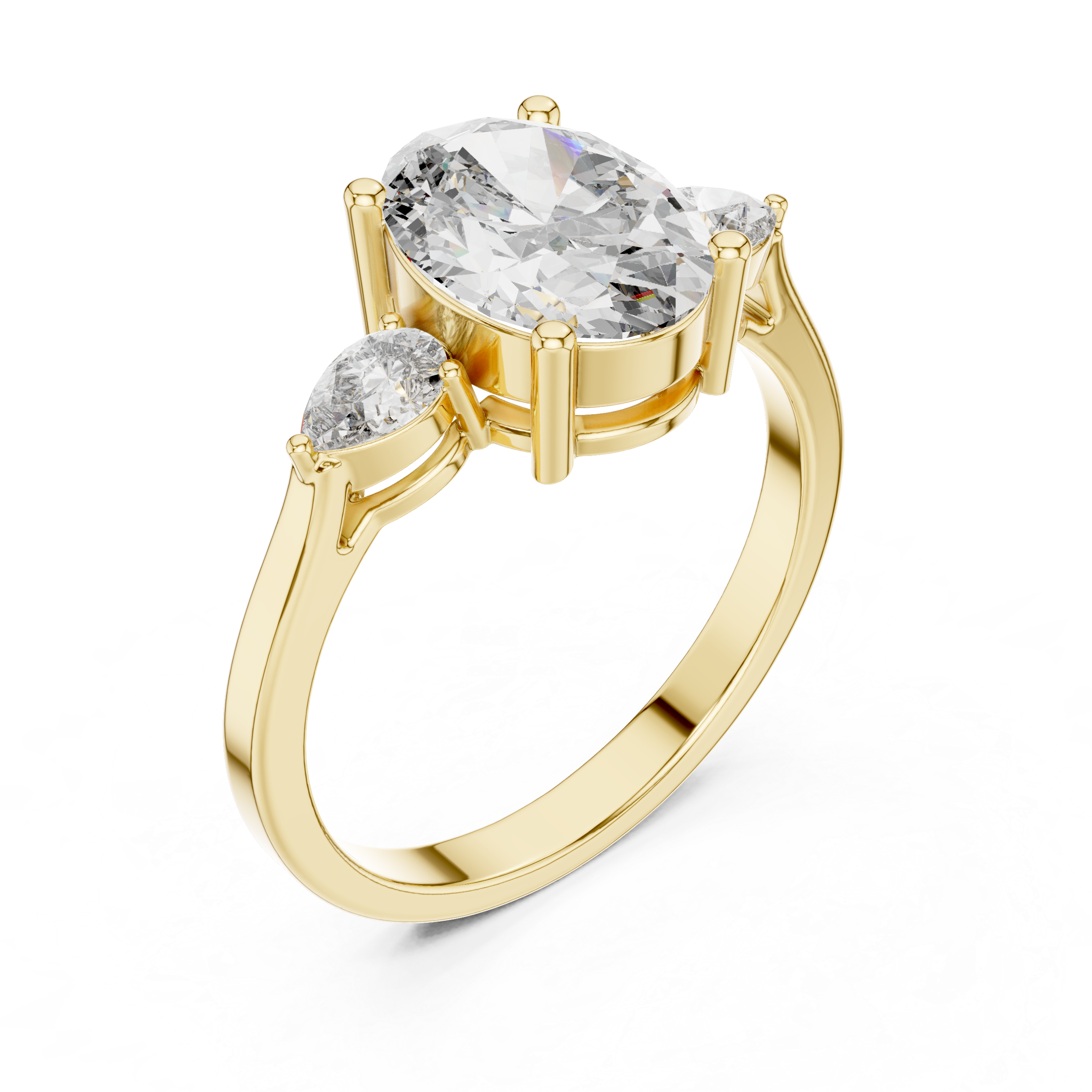 The Marijampolė Ring - Oval & Pear Cut Three-Stone Trinity Engagement Ring
