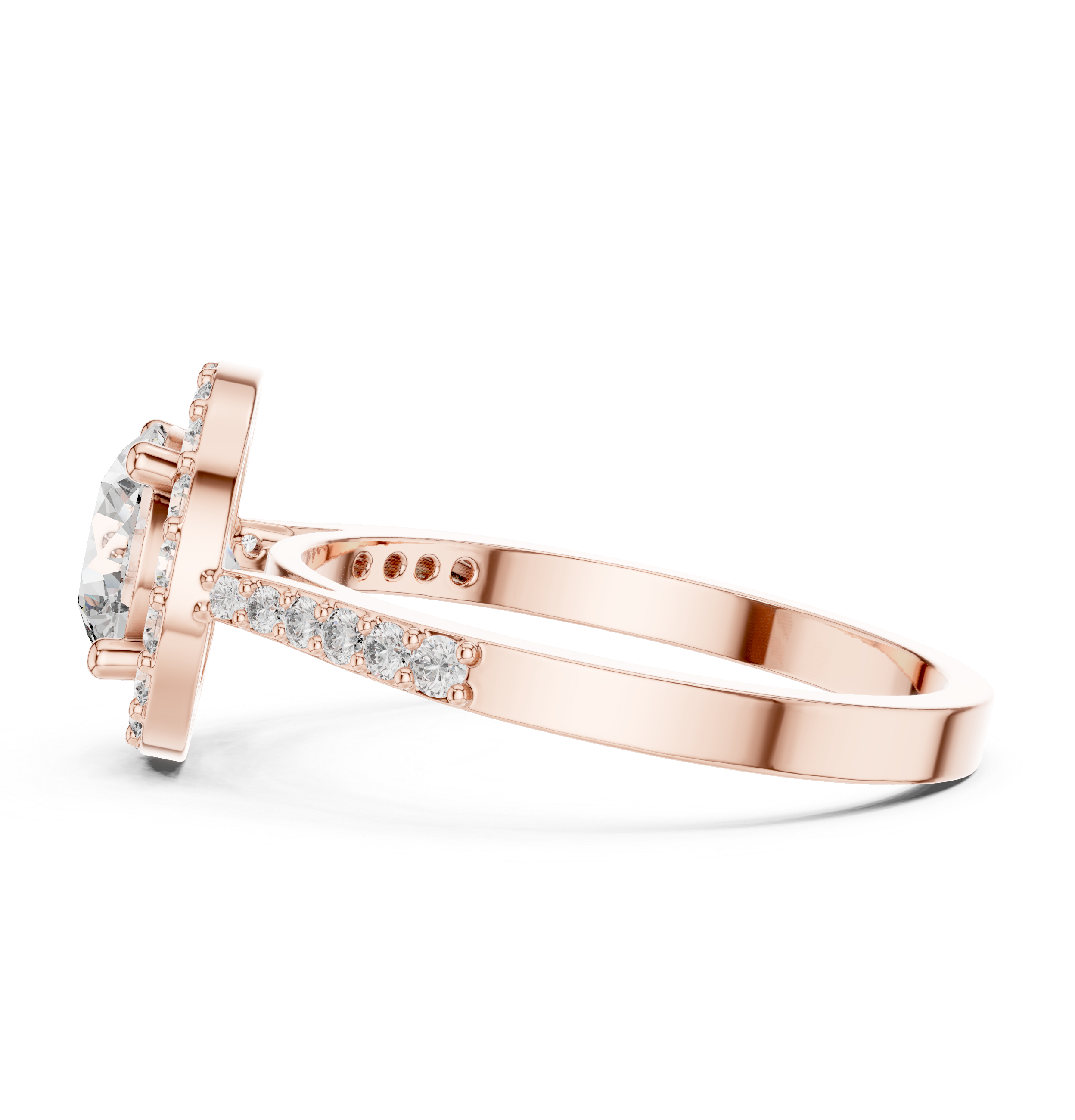 The Joensuu Ring - Round Cut Halo Pavé Diamond Ring