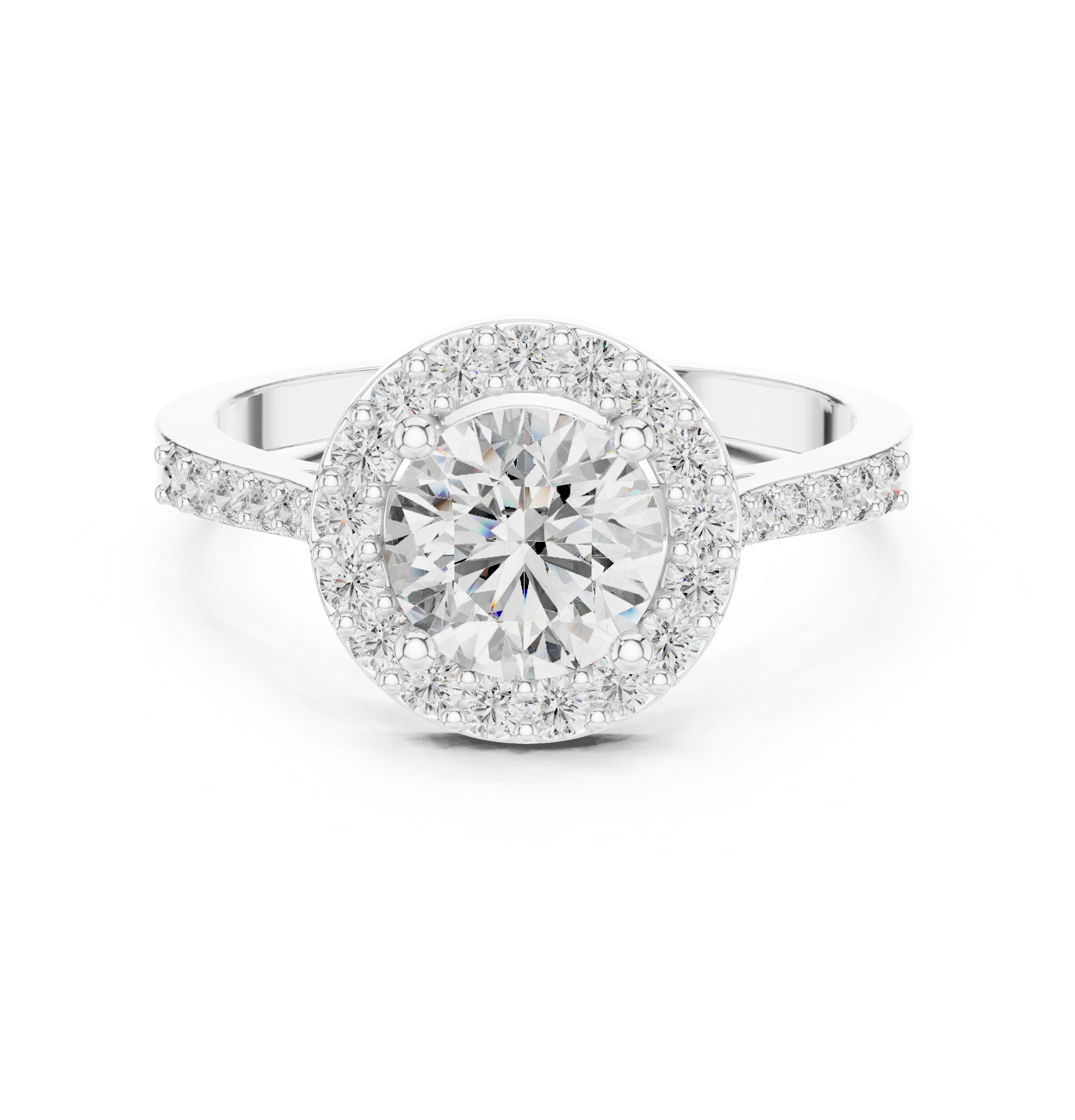 The Joensuu Ring - Round Cut Halo Pavé Diamond Ring