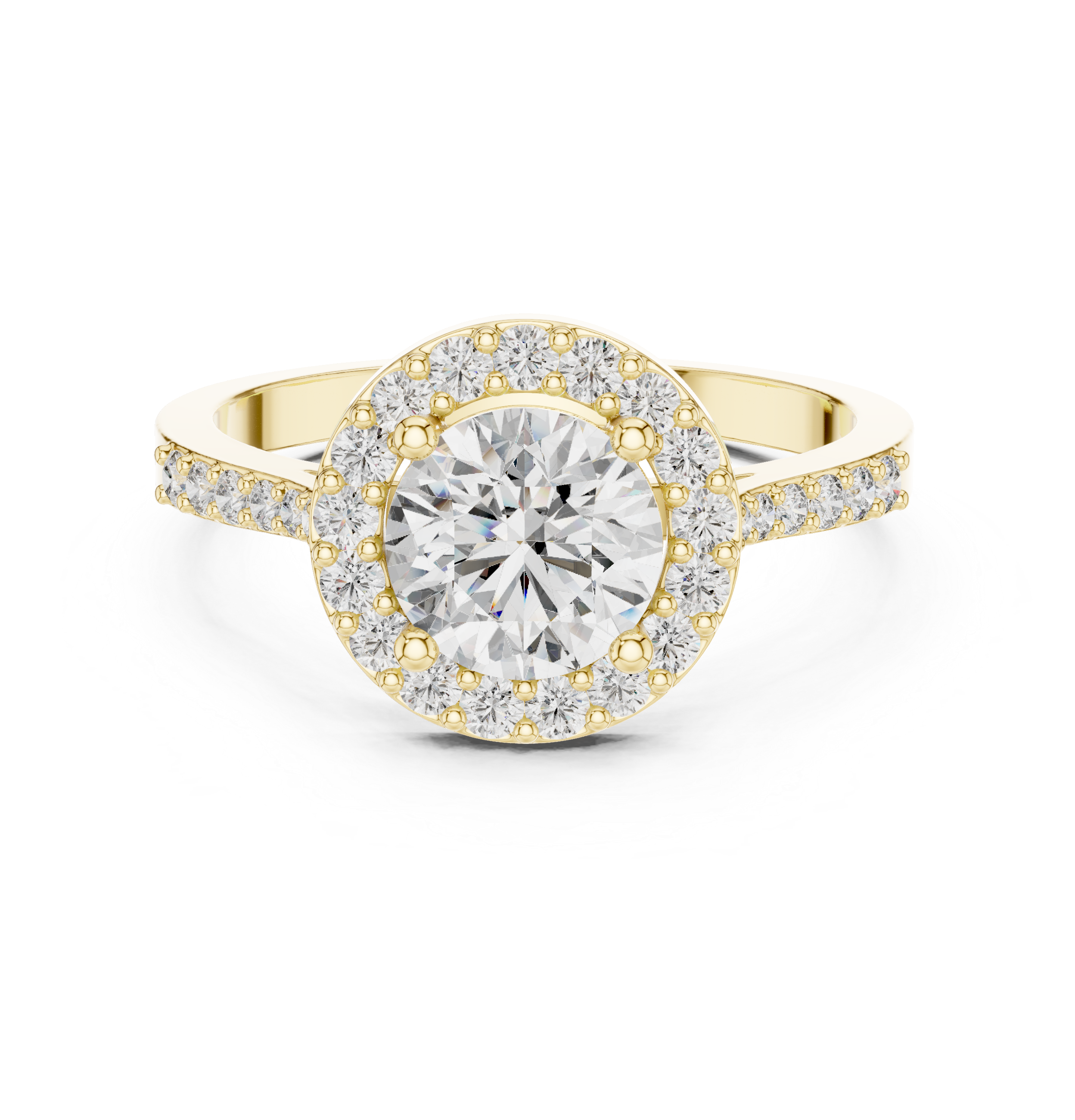 The Joensuu Ring - Round Cut Halo Pavé Diamond Ring