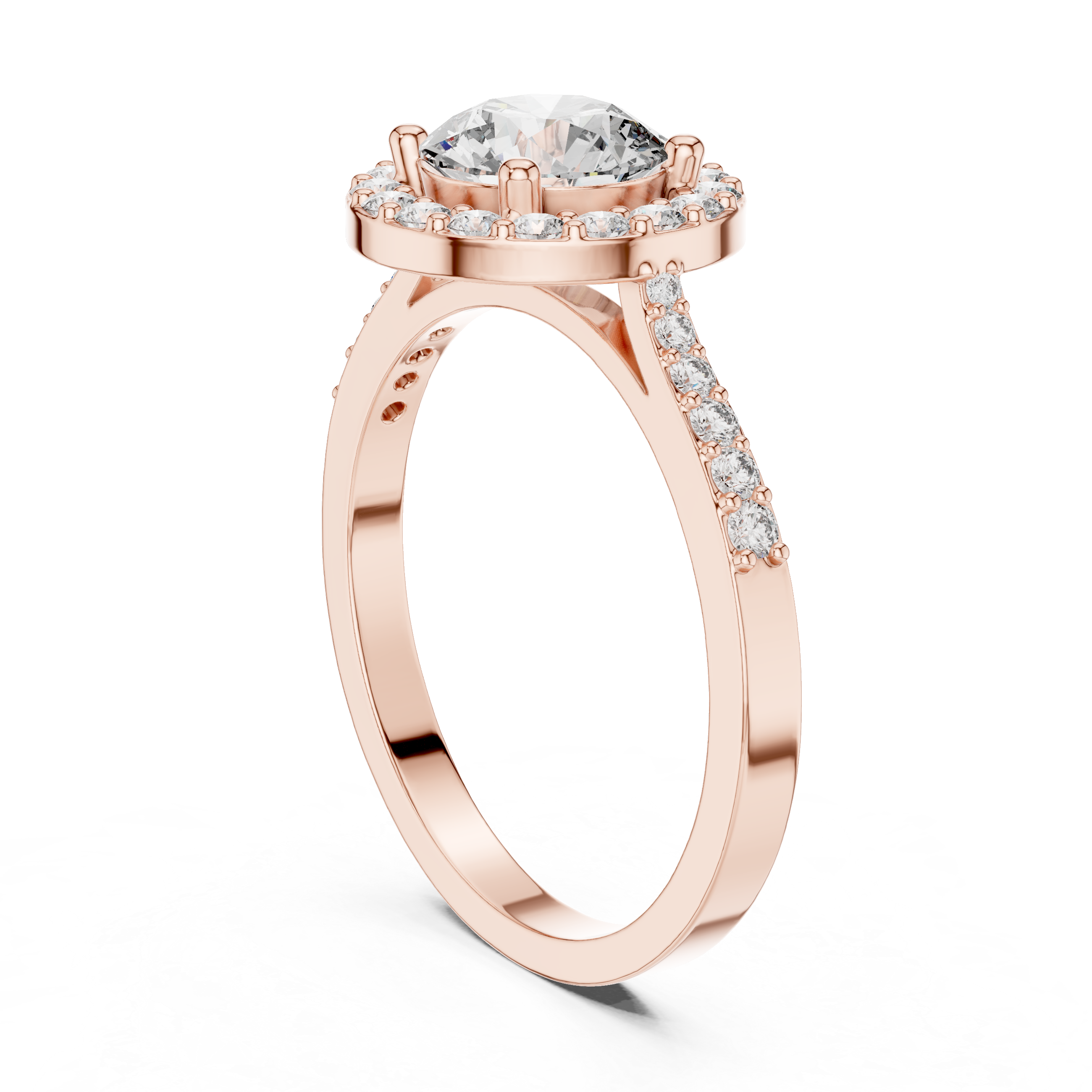 The Joensuu Ring - Round Cut Halo Pavé Diamond Ring