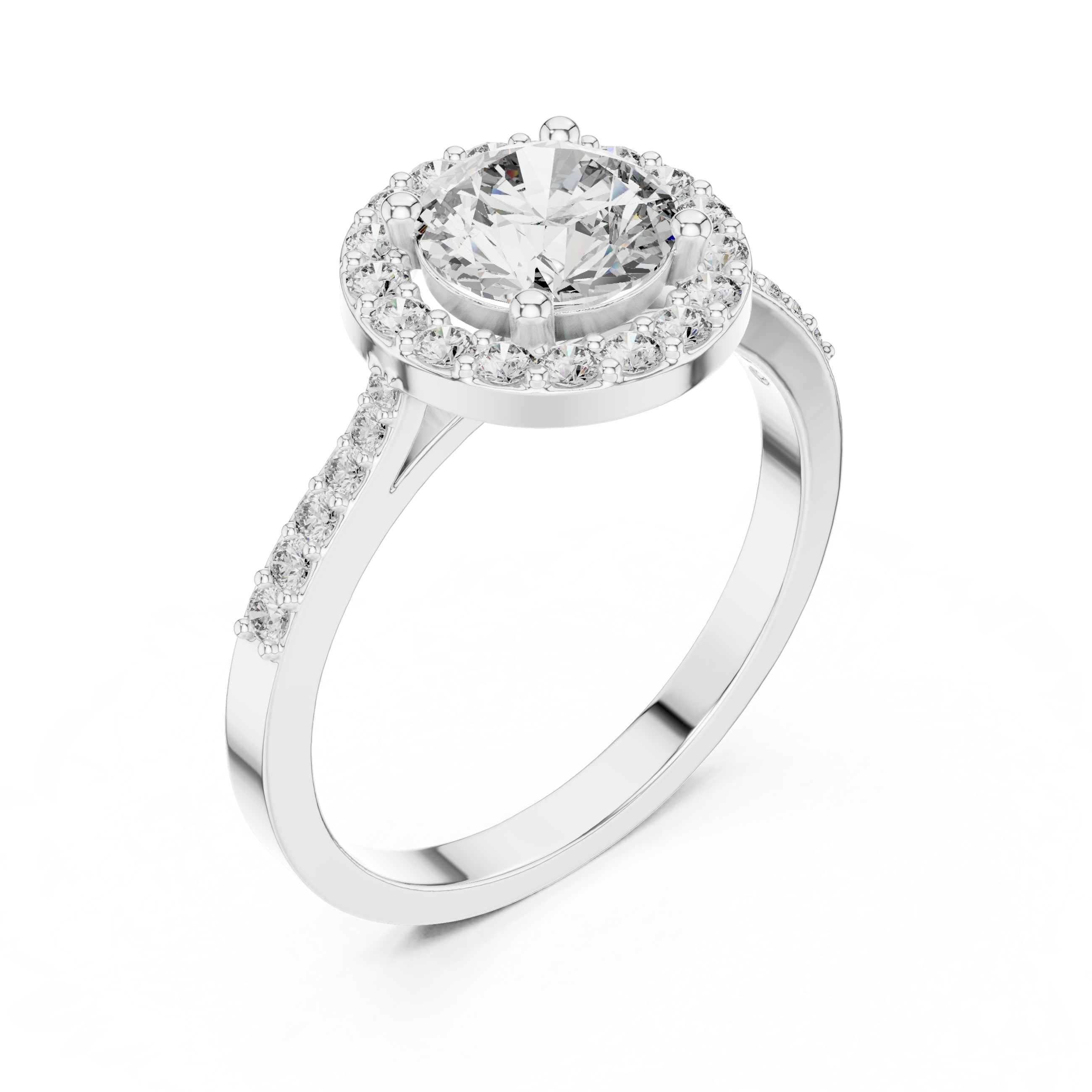 The Joensuu Ring - Round Cut Halo Pavé Diamond Ring