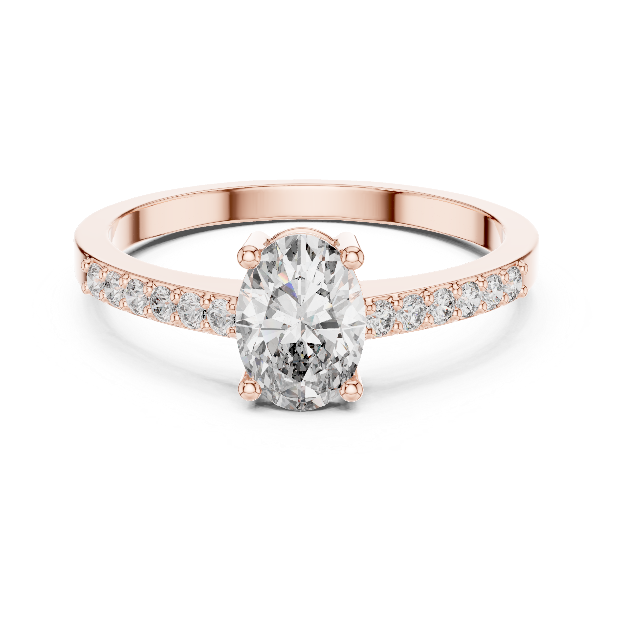 The Imatra Ring - Oval Cut Solitaire Pavé Engagement Ring