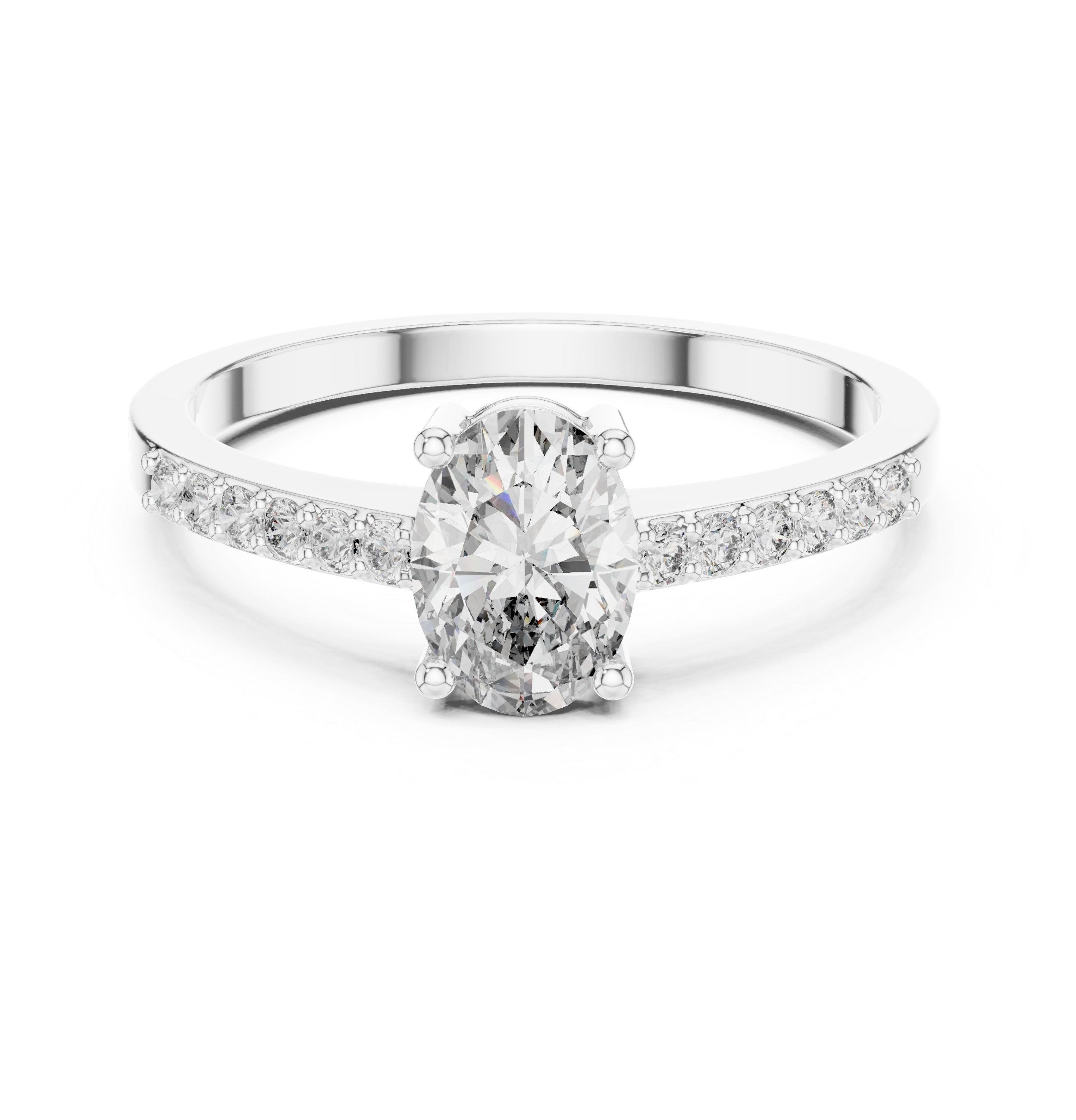 The Imatra Ring - Oval Cut Solitaire Pavé Engagement Ring