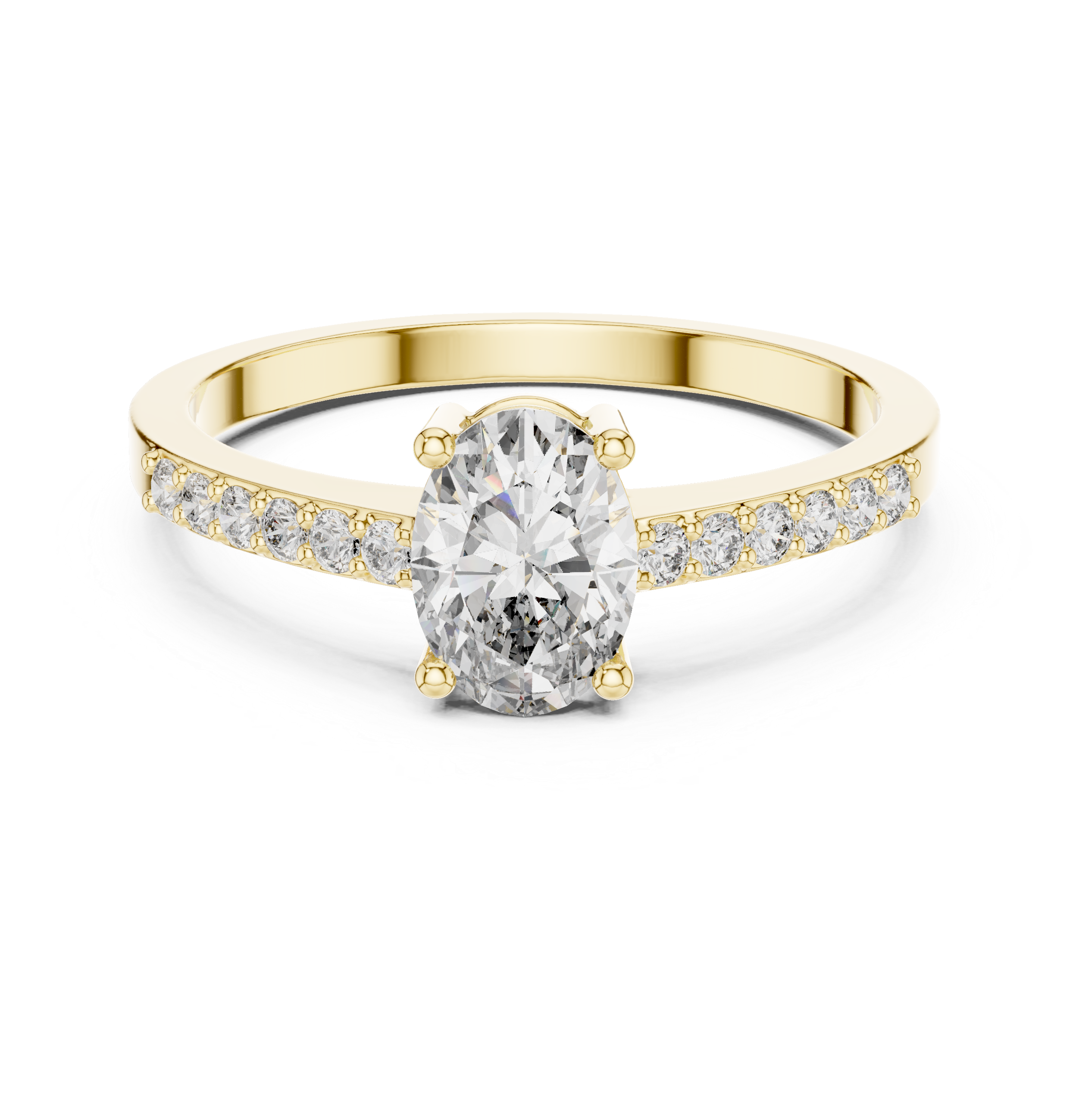 The Imatra Ring - Oval Cut Solitaire Pavé Engagement Ring