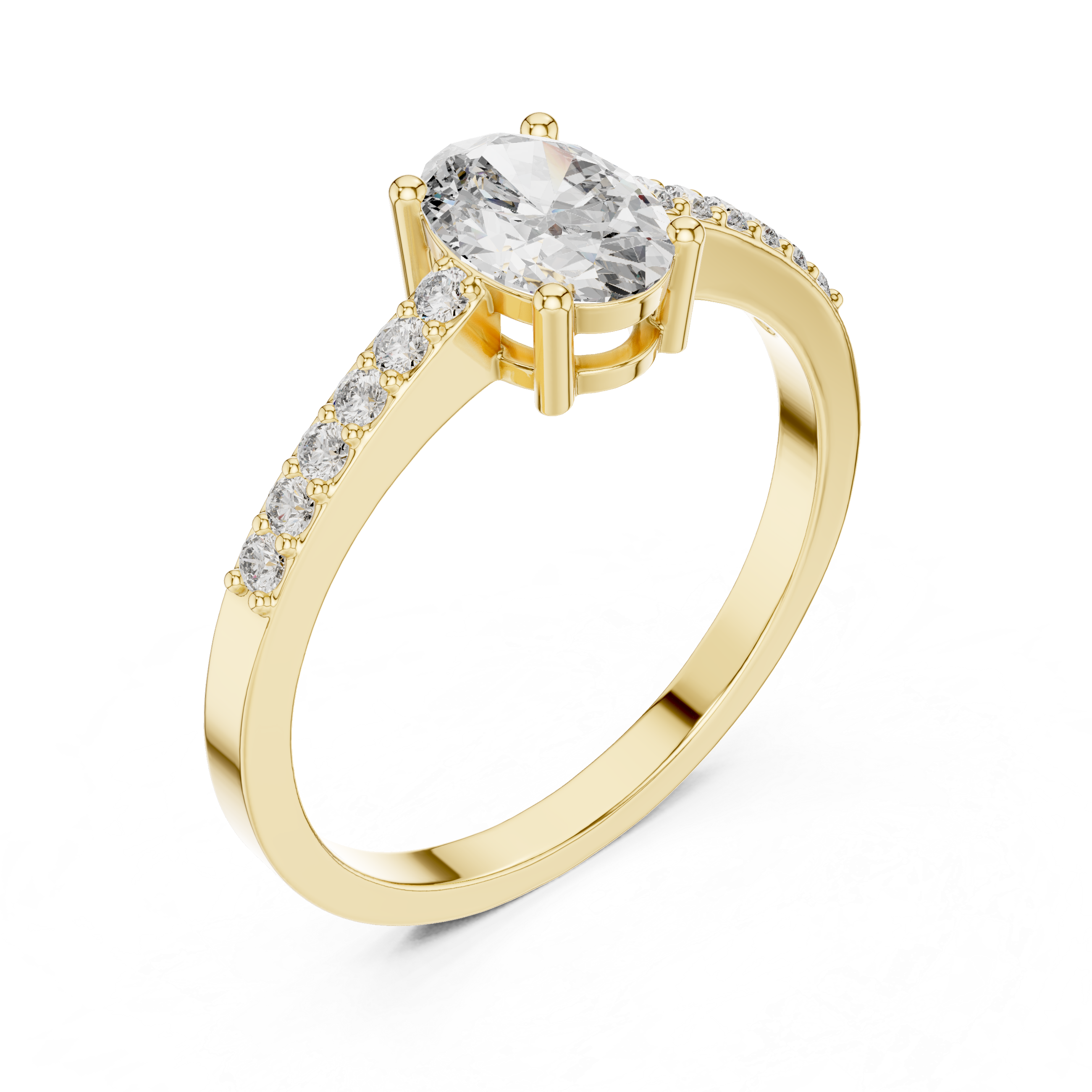 The Imatra Ring - Oval Cut Solitaire Pavé Engagement Ring