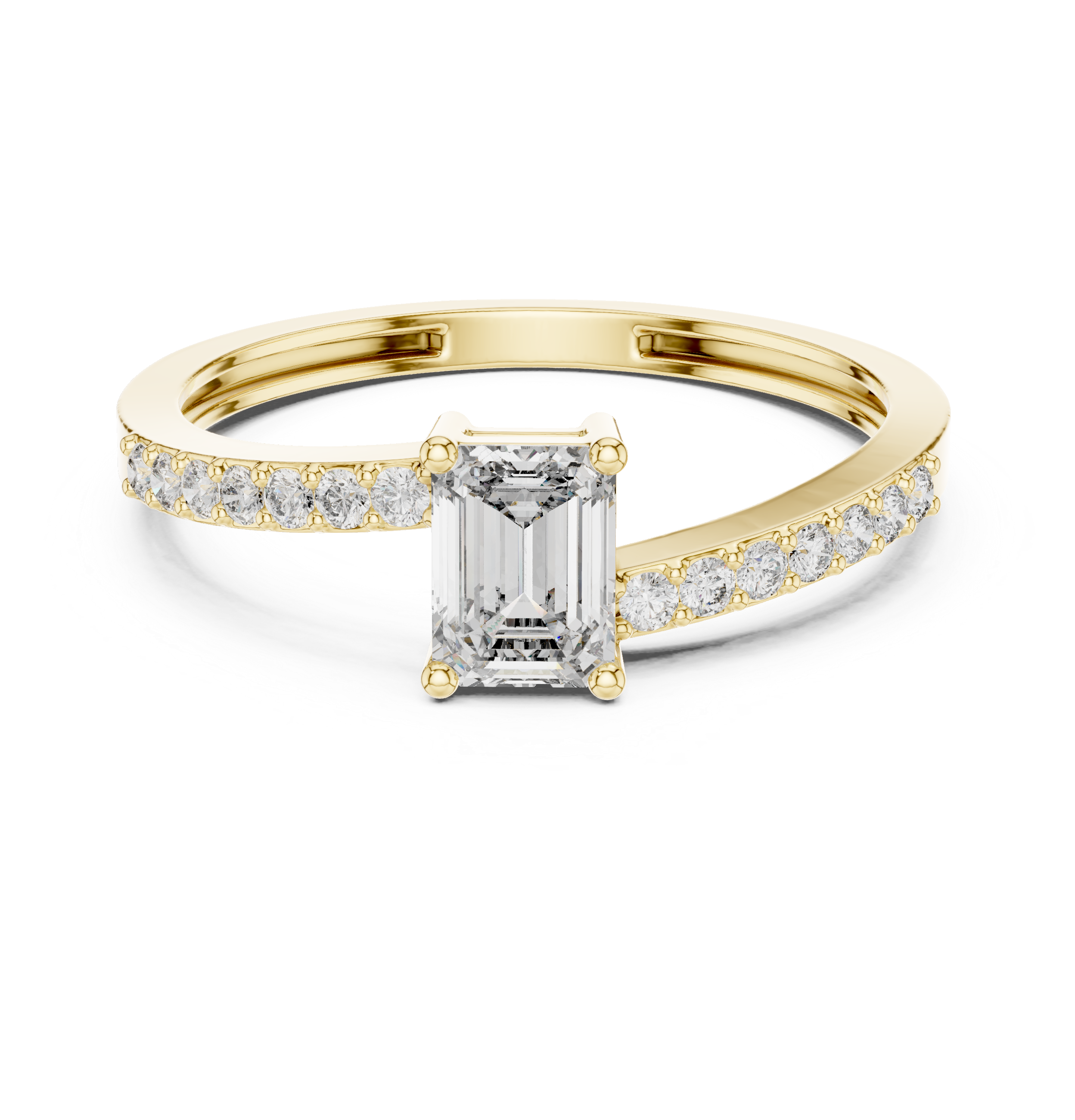 The Tornio Ring - Emerald Cut Bypass Pavé Engagement Ring