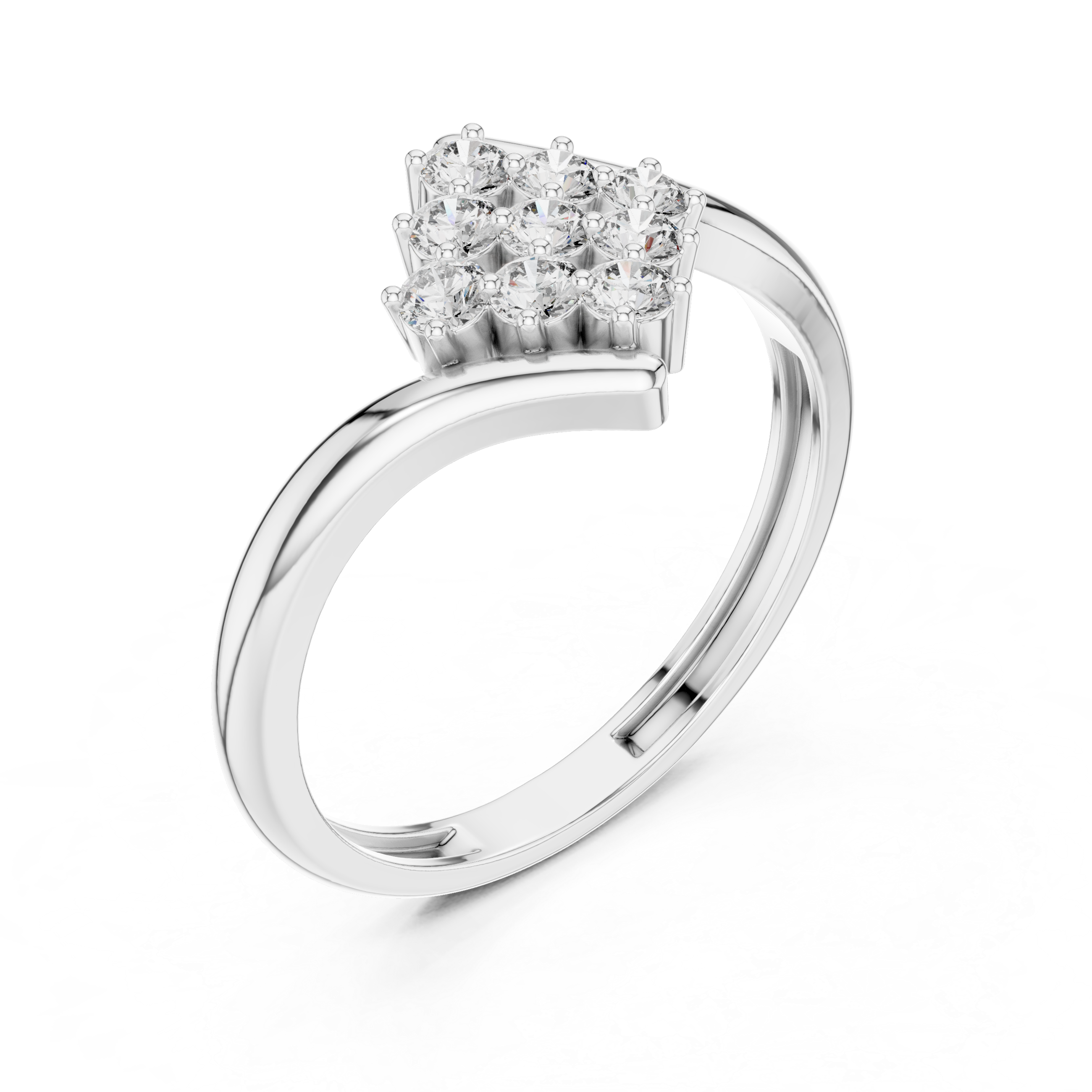 The Kokkola Ring - Round Cut Geometric Cluster Bypass Ring