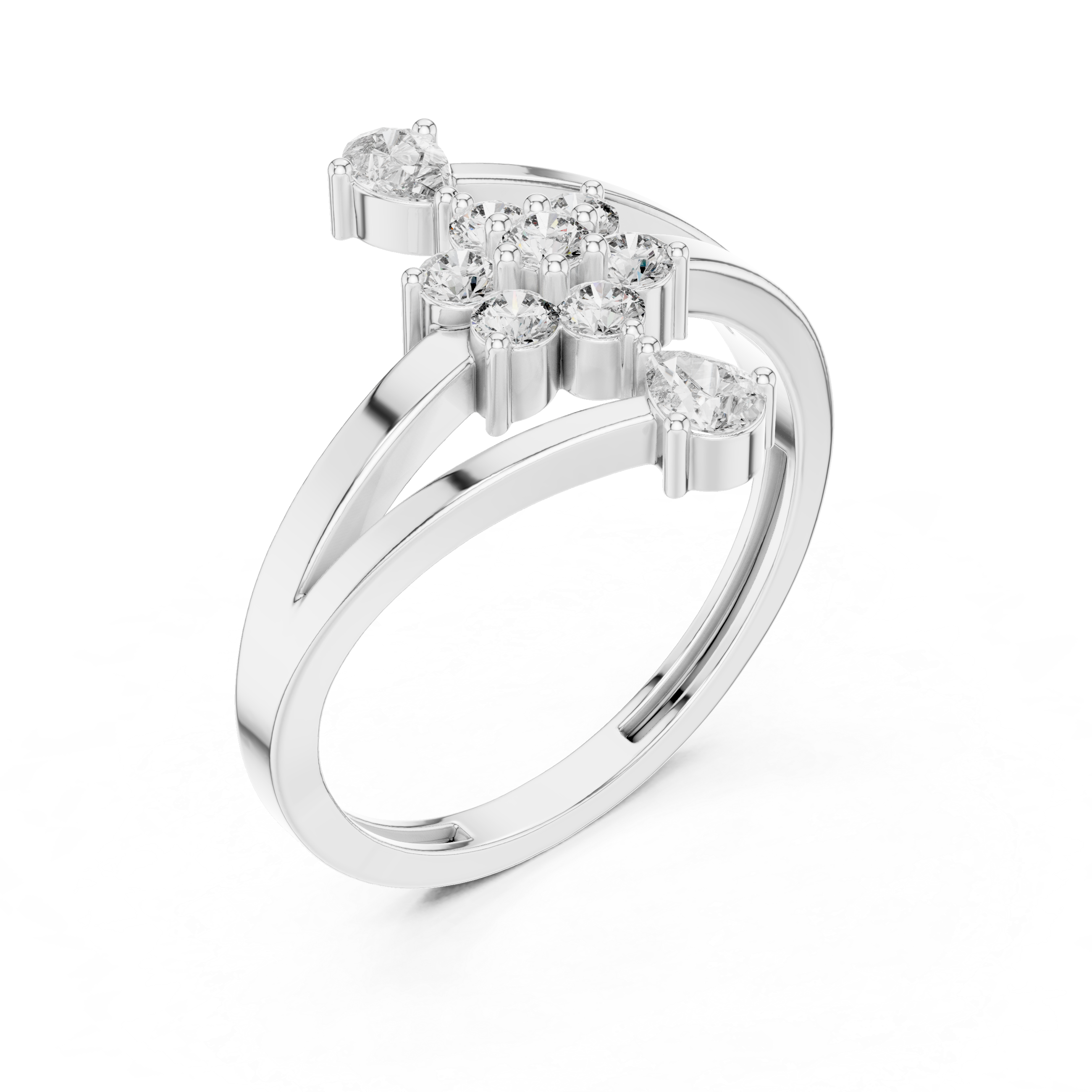 The Helsinki Ring - Pear & Round Cut Floral Bypass Ring