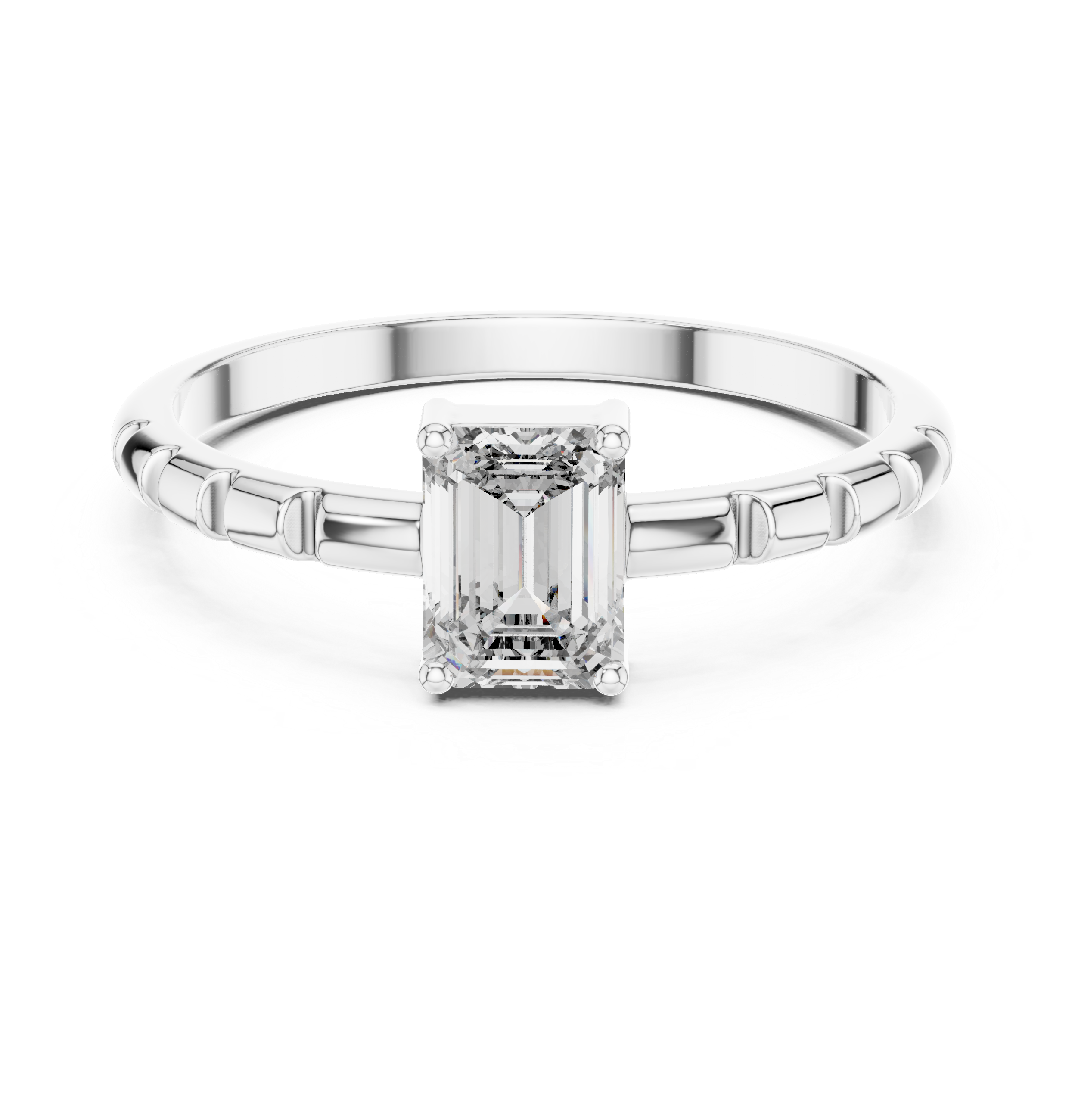 The Middelfart Ring - Emerald Cut Grooved Band Solitaire