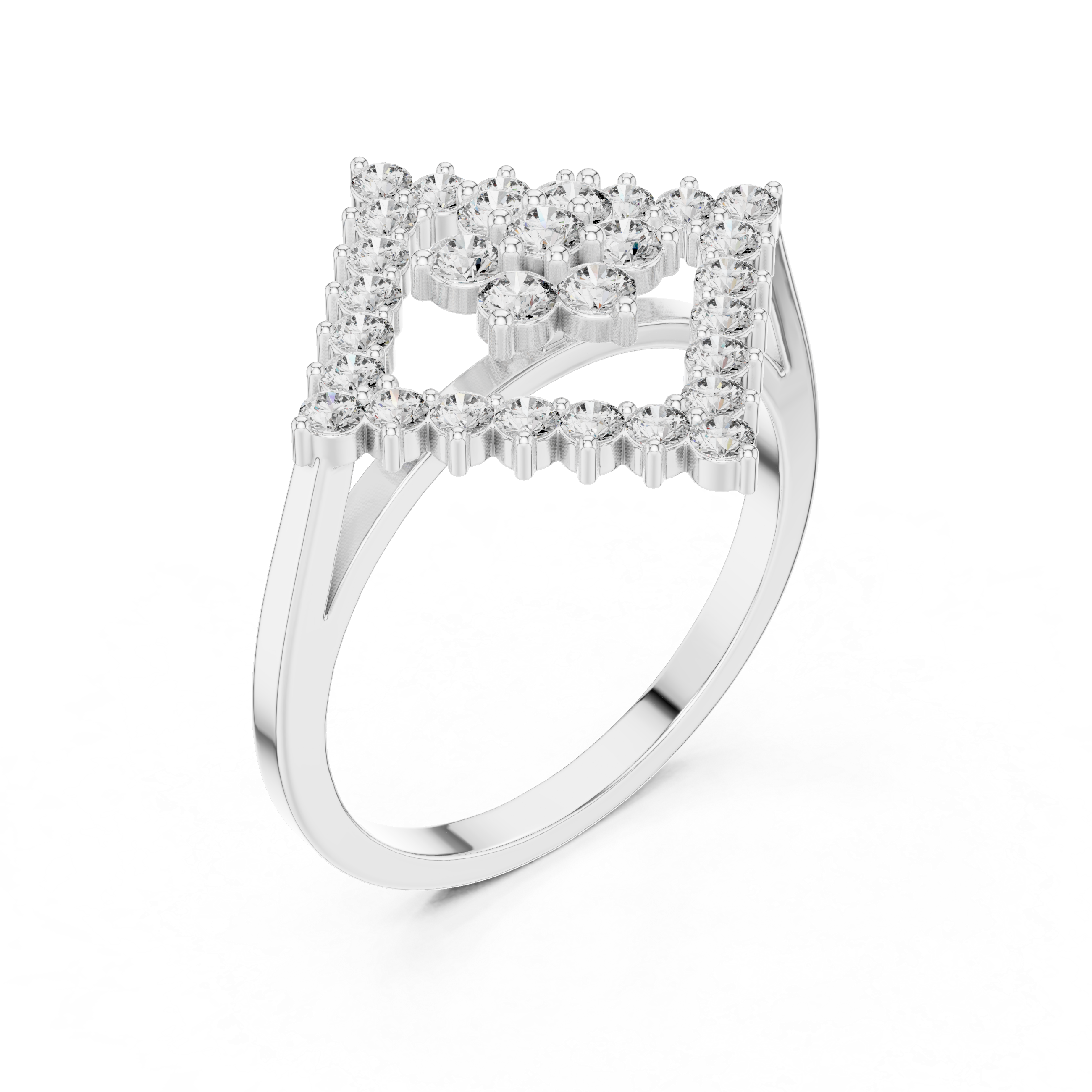 The Haderslev Ring - Geometric Rhombus Floral Cluster Ring